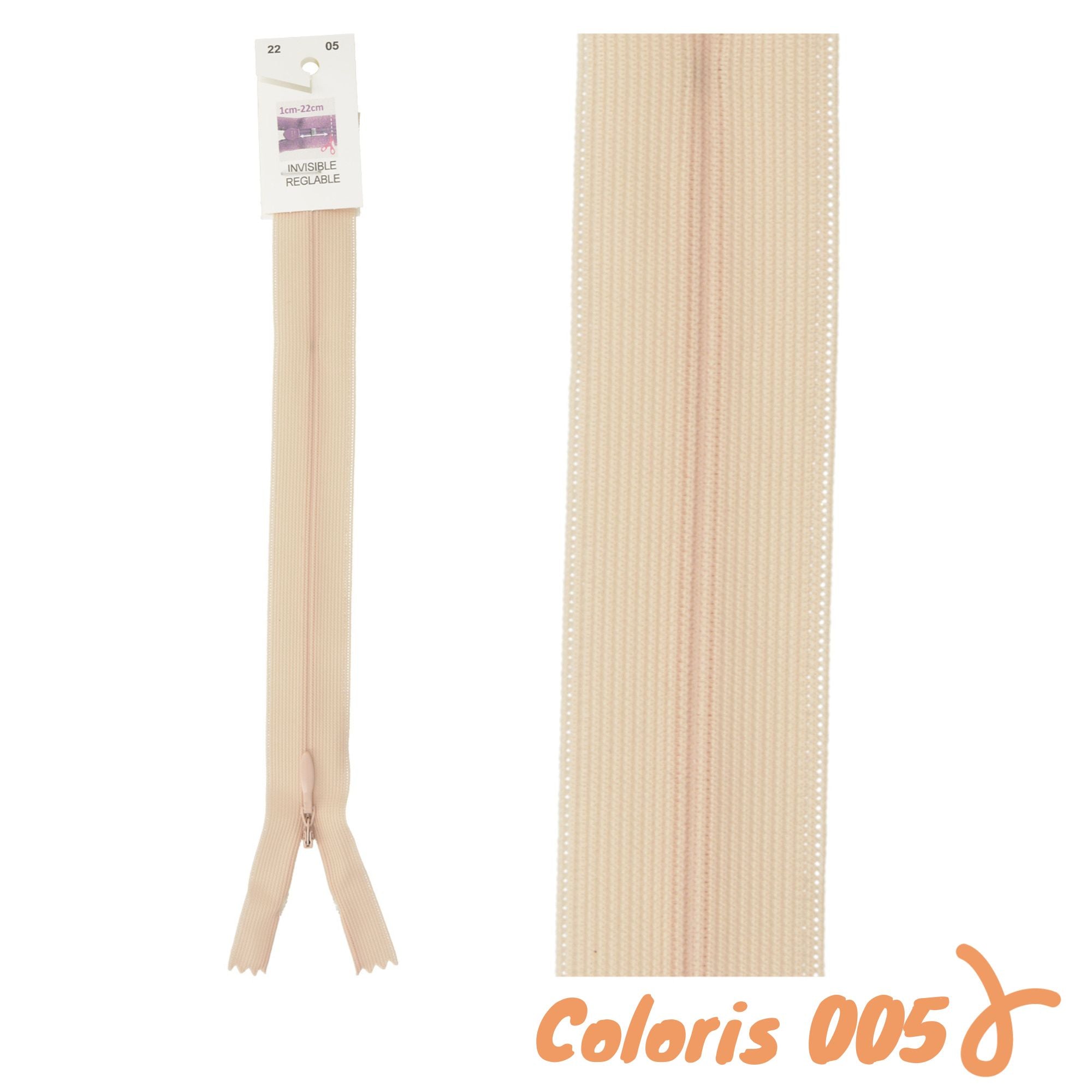 Zip invisibles réglables - 1 à 22 cm