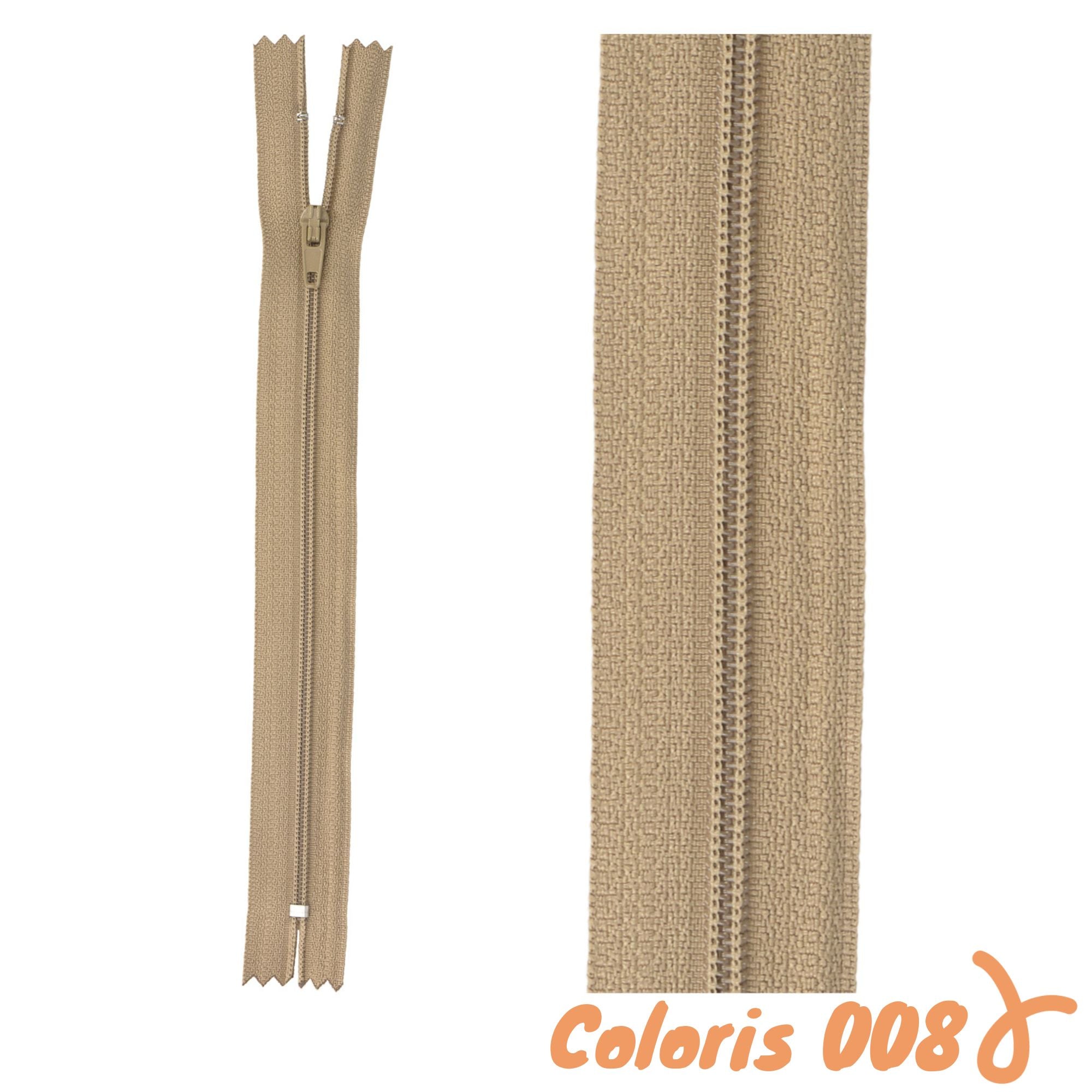 Zip non-séparable - 10 cm