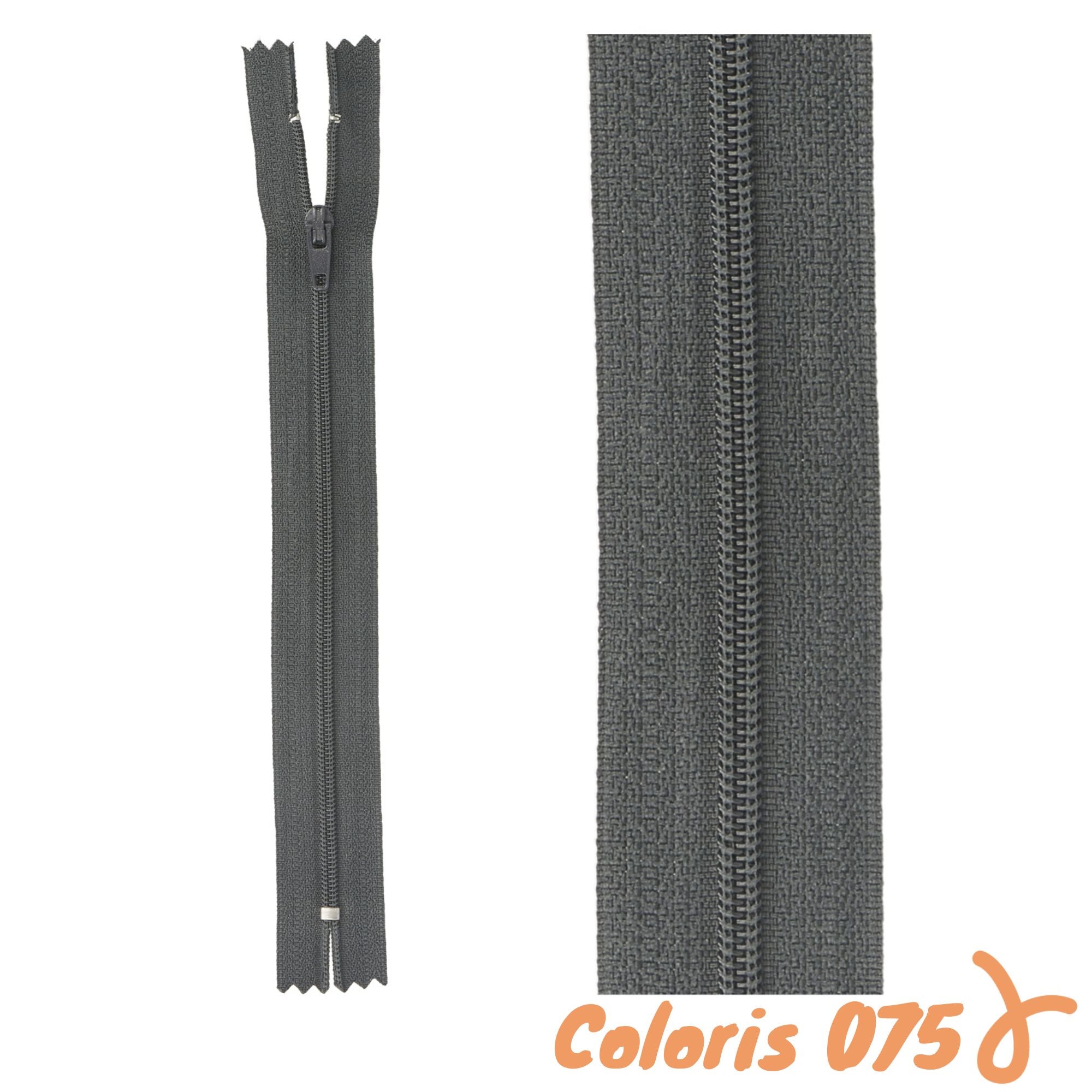 Zip non-séparable - 12 cm