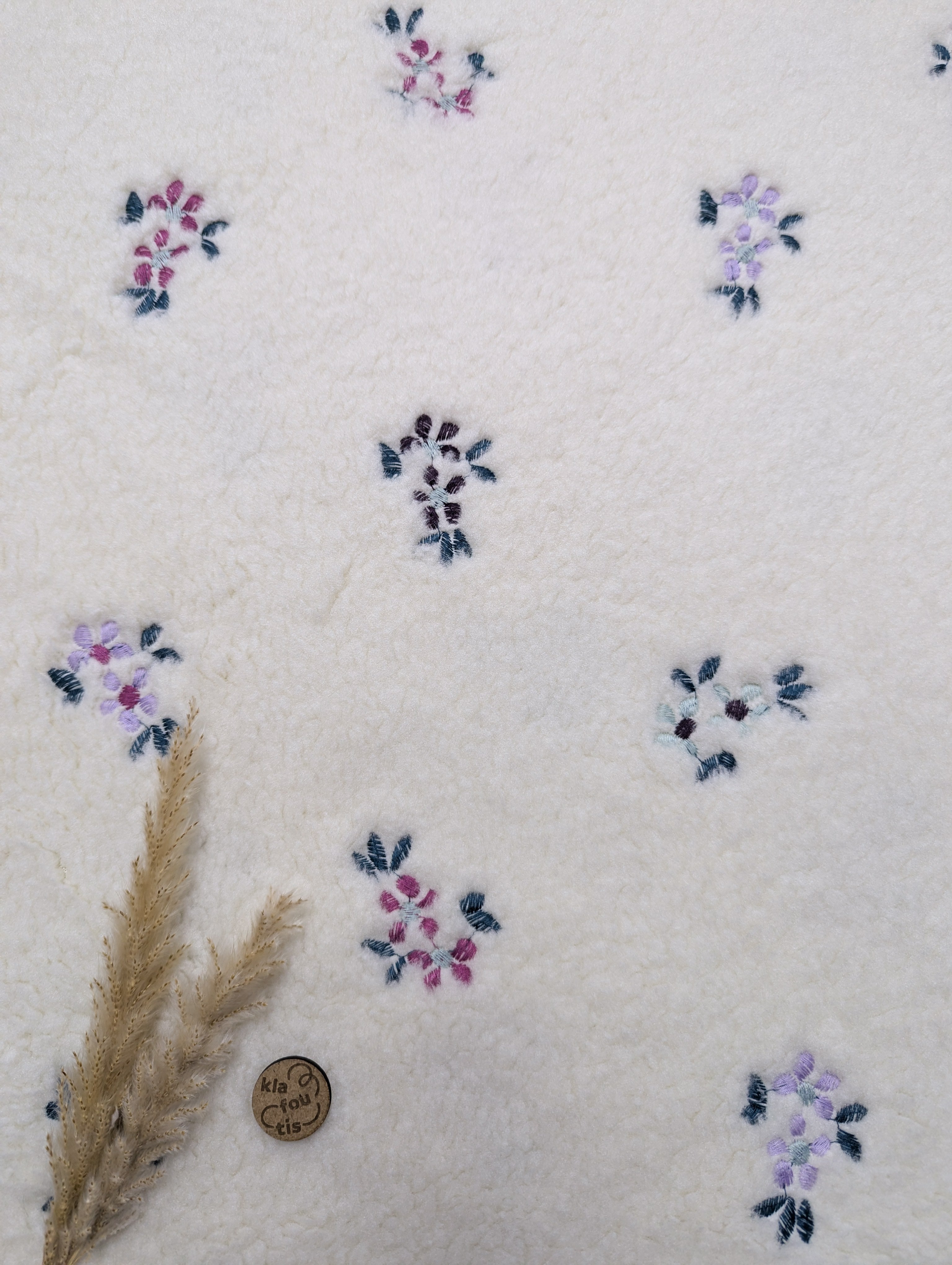 Teddy extensible écru - broderie branche fleurie