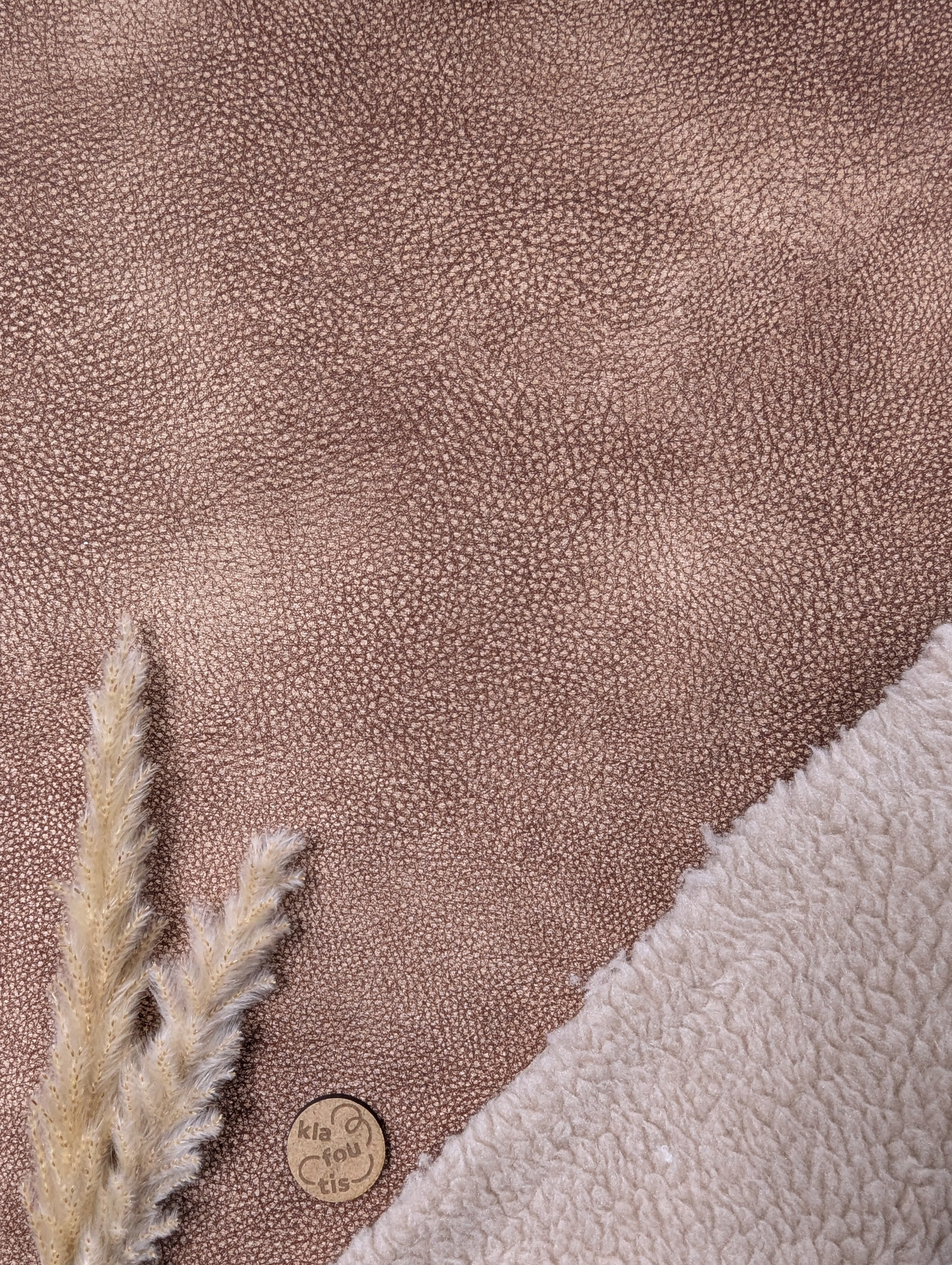 Faux cuir doublé teddy - camel