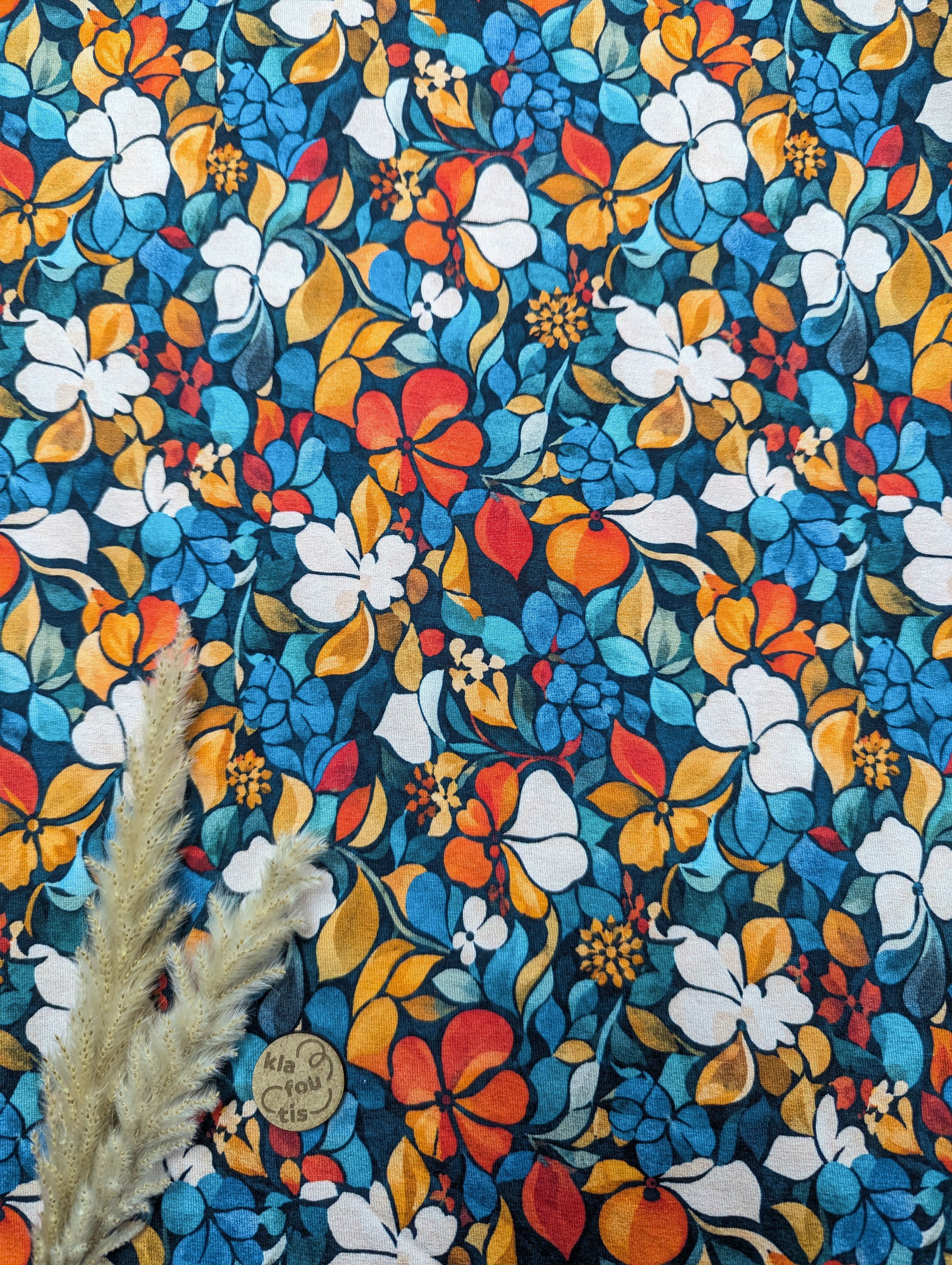Jersey de viscose pétrole - effet seventies
