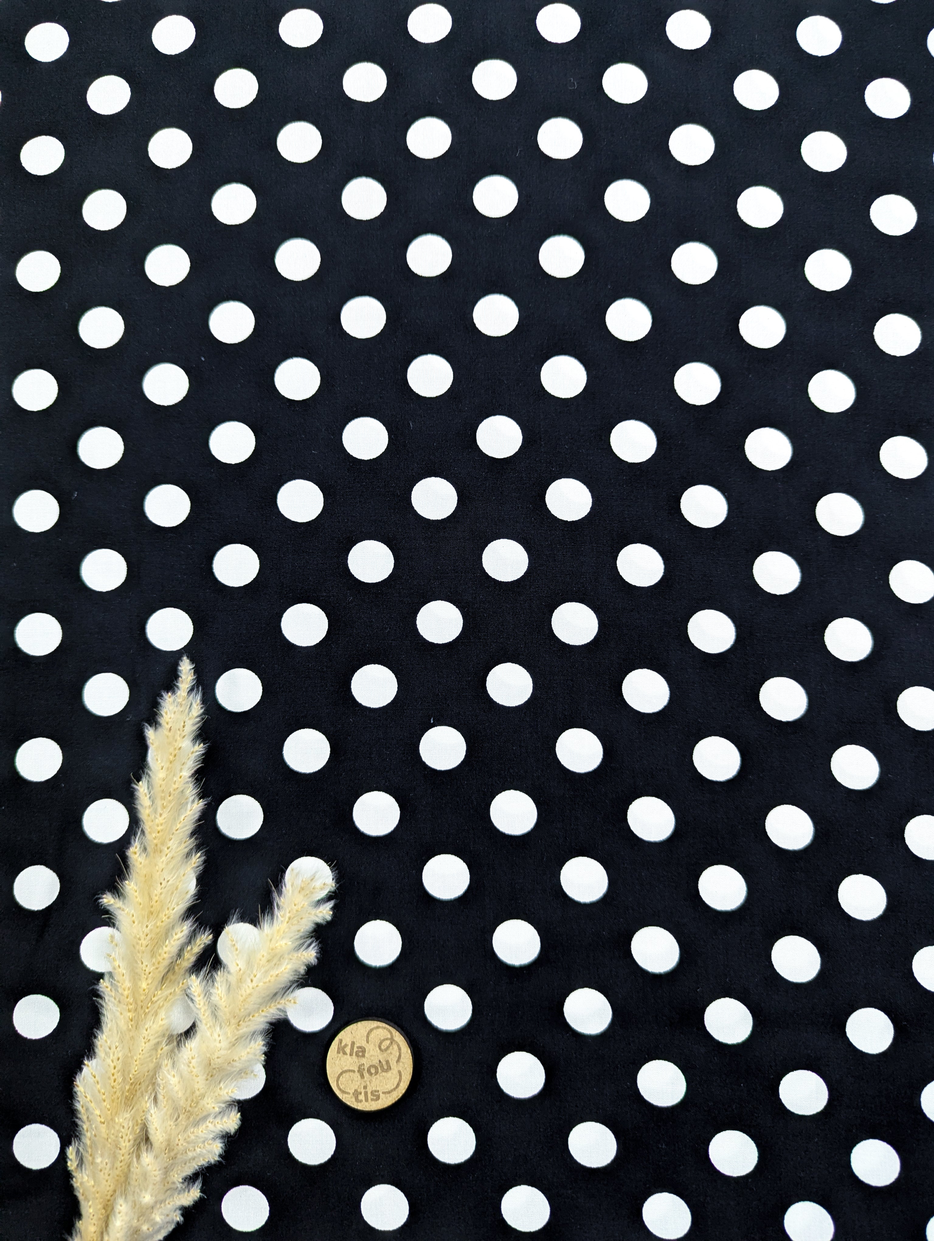 Popeline de viscose noir - pois