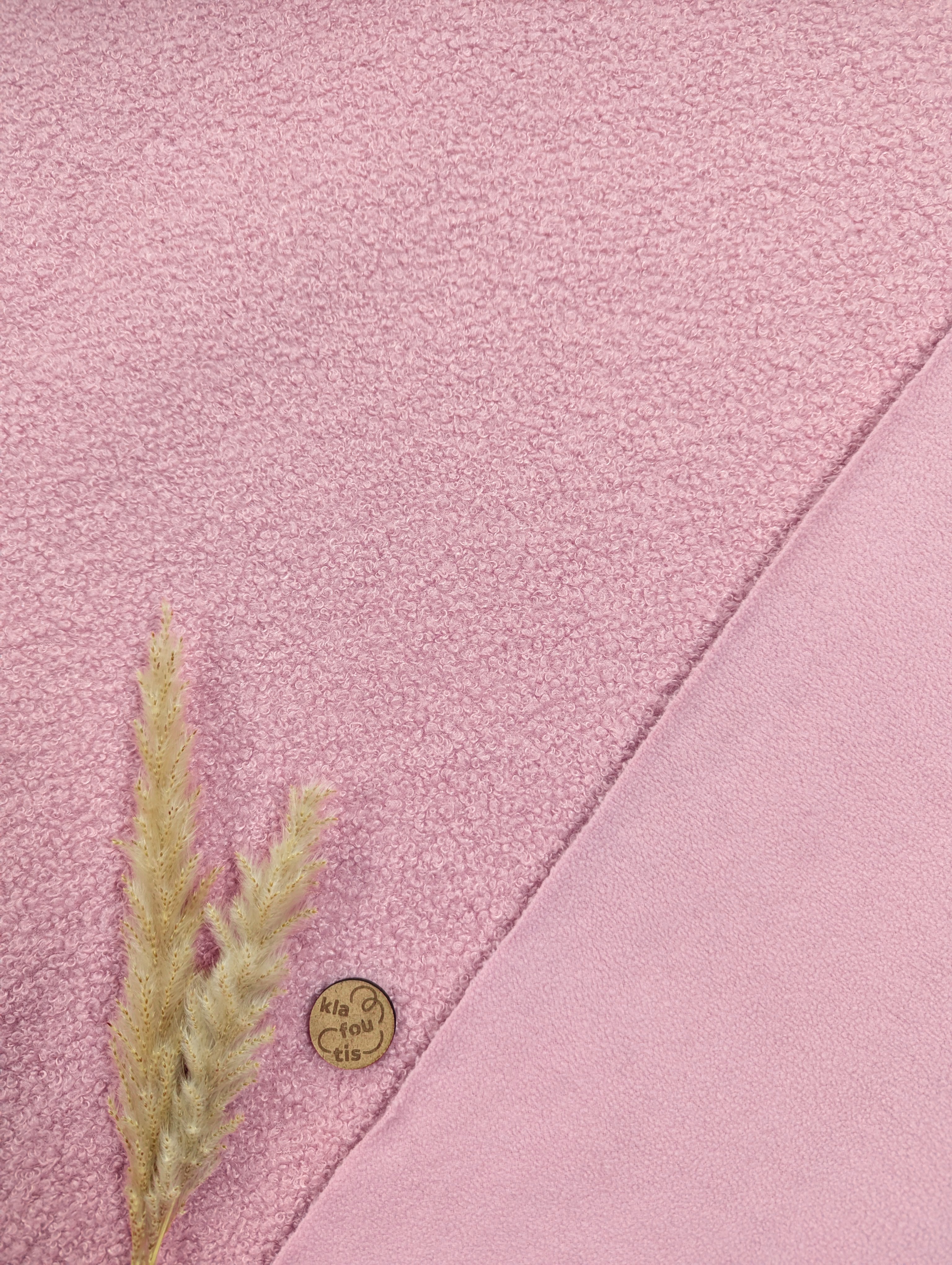 Teddy stretch doublé polaire - Rose poudré