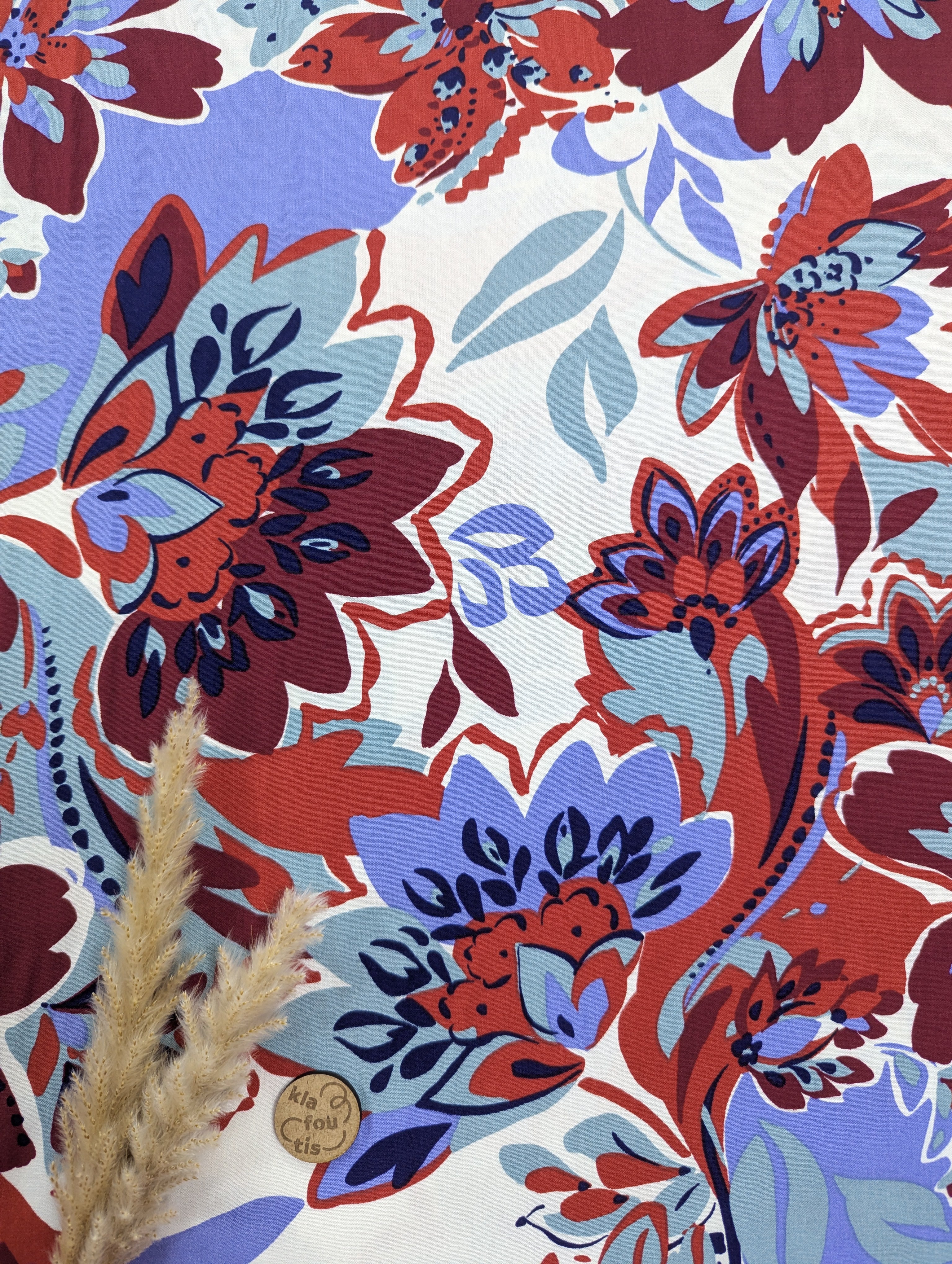 Popeline de viscose écru - Évasion Florale