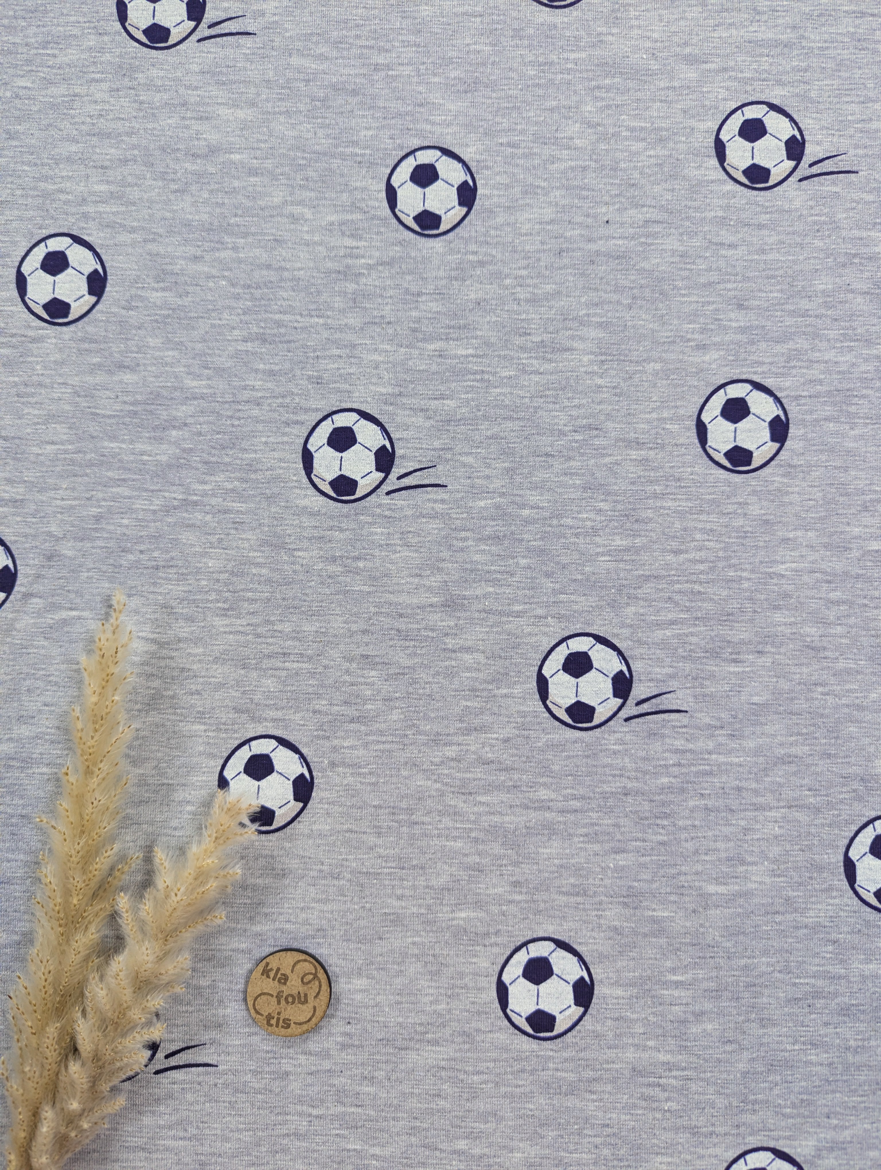 Jersey de coton gris chiné - ballons de foot