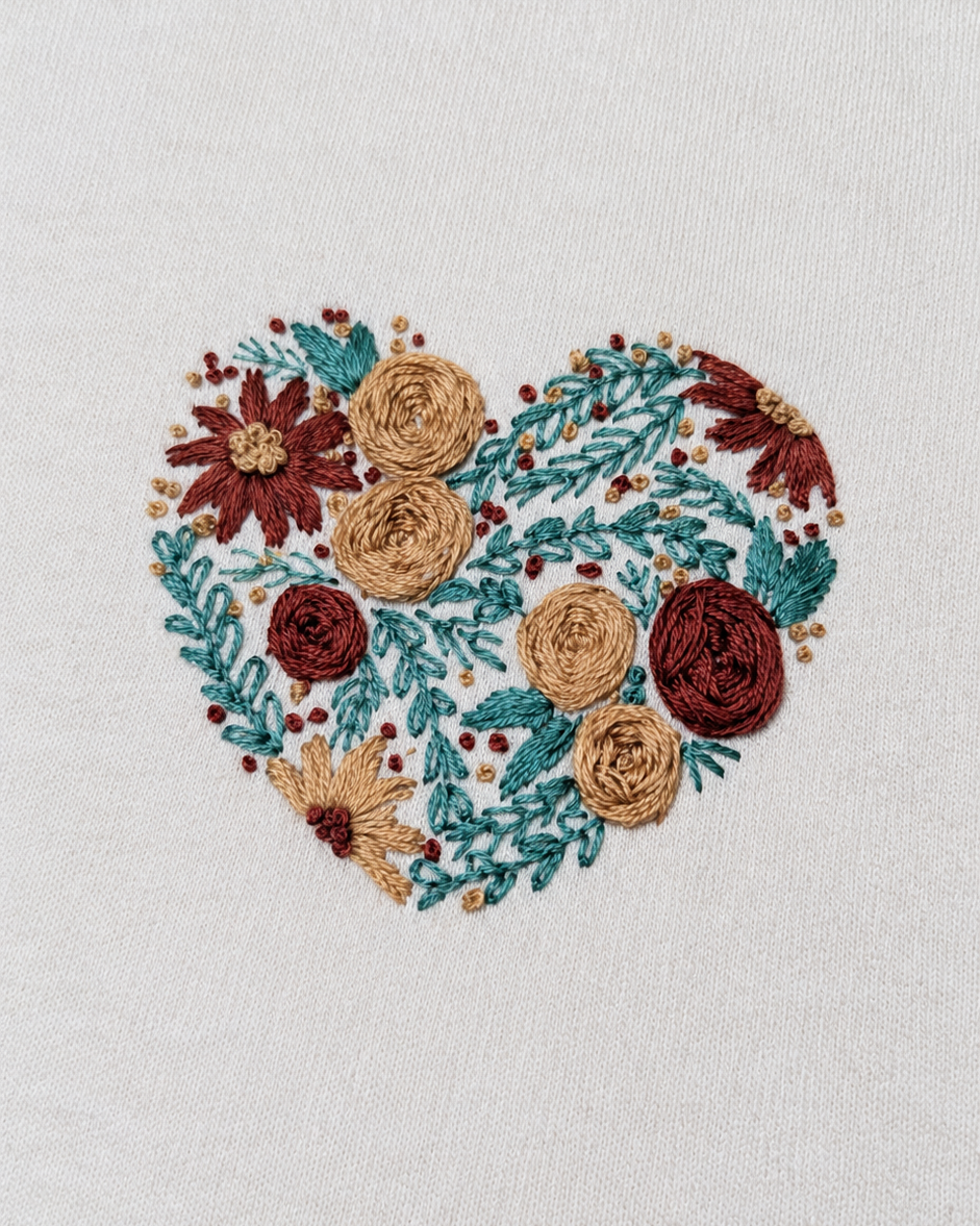 Koffret coudre et broder un sweat - Coeur fleuri - avec Gina&Cie