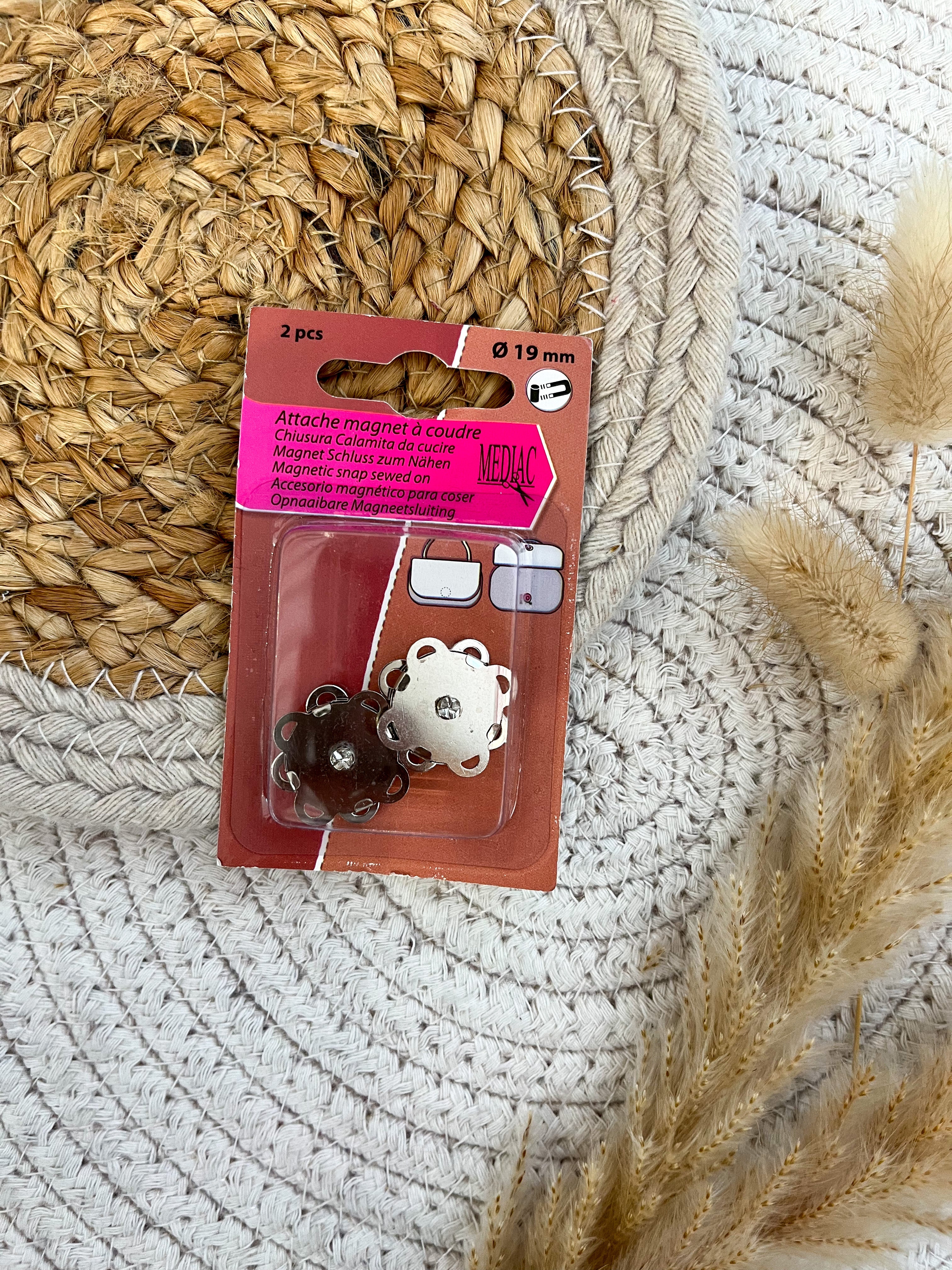 Attaches magnétiques à coudre - plusieurs coloris