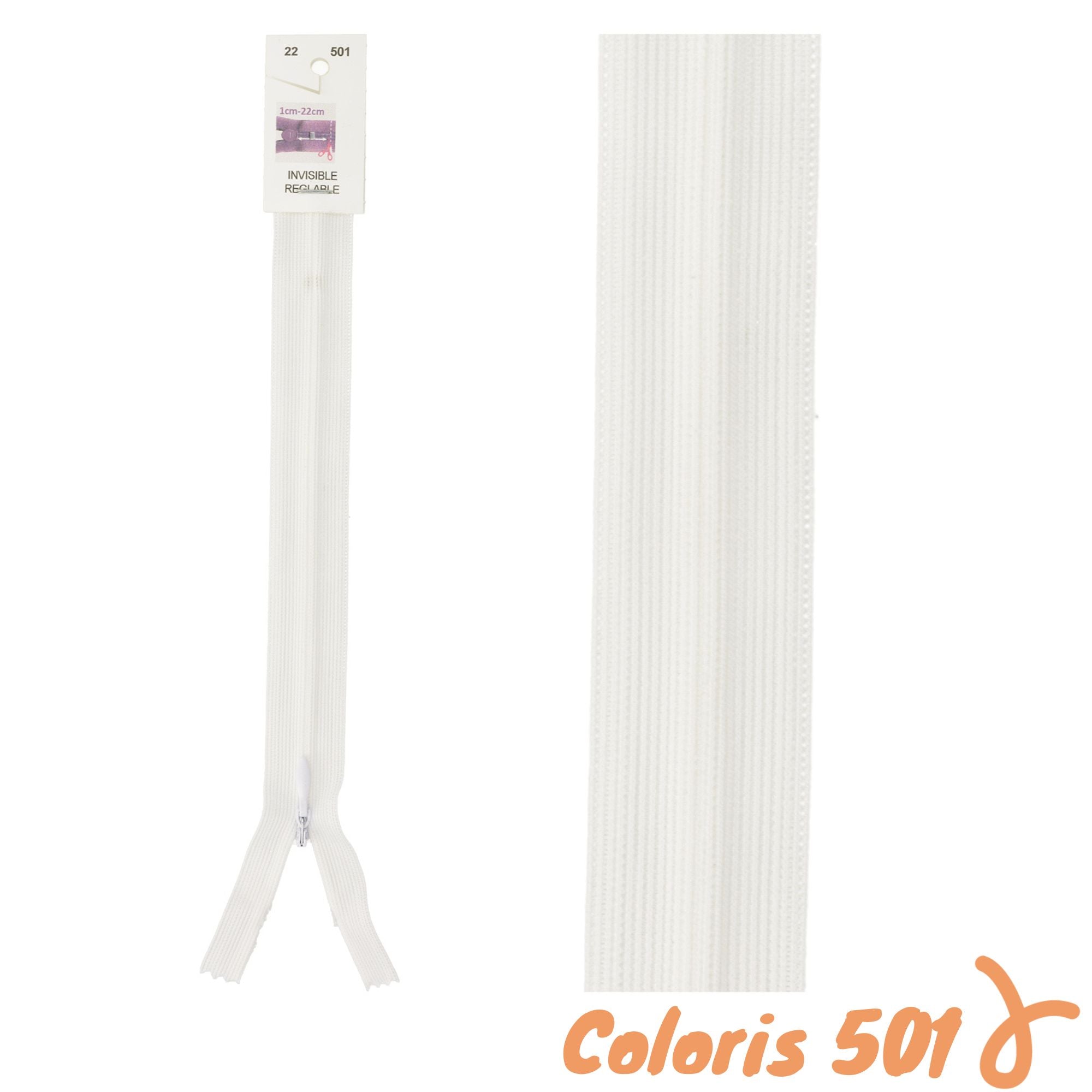 Zip invisibles réglables - 22 à 40 cm