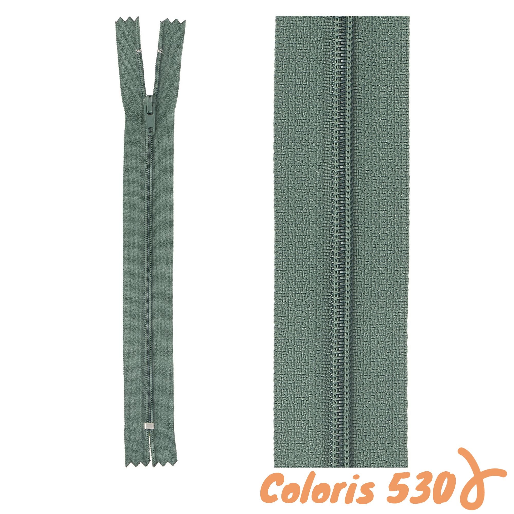 Zip non-séparable - 18 cm