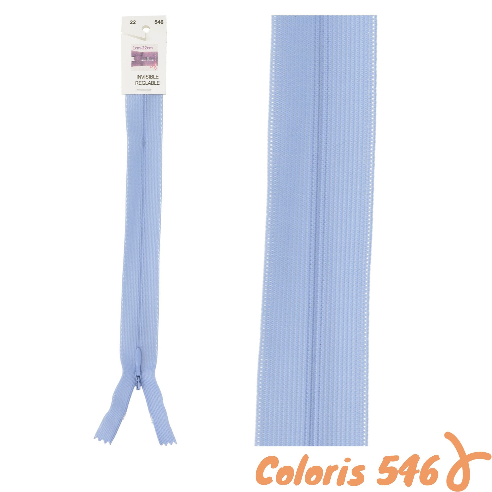 Zip invisibles réglables - 1 à 22 cm