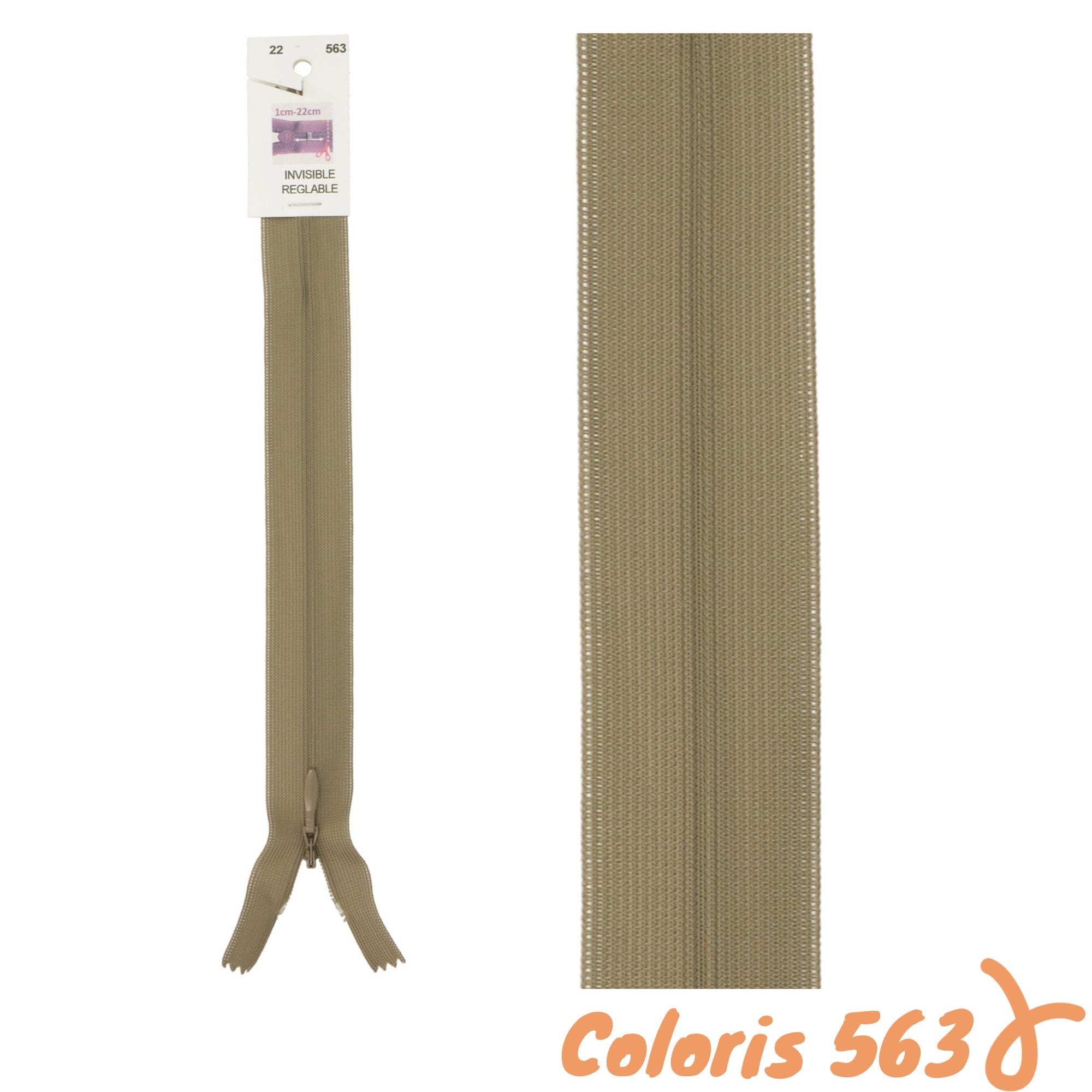 Zip invisibles réglables - 1 à 22 cm