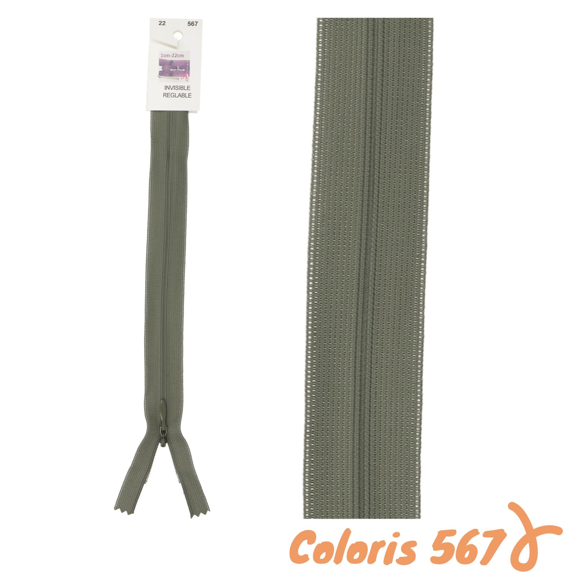 Zip invisibles réglables - 40 à 60 cm