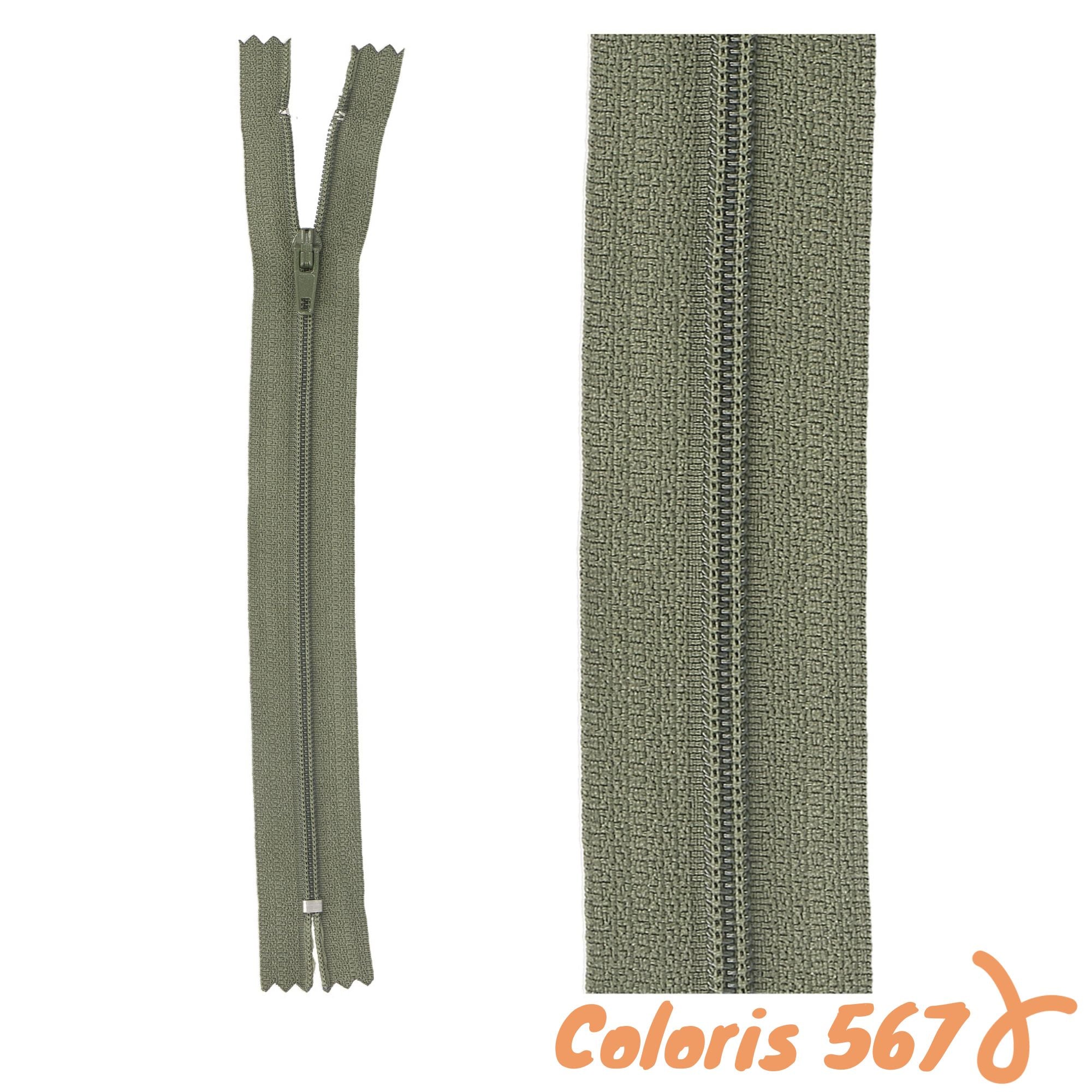 Zip non-séparable - 20 cm