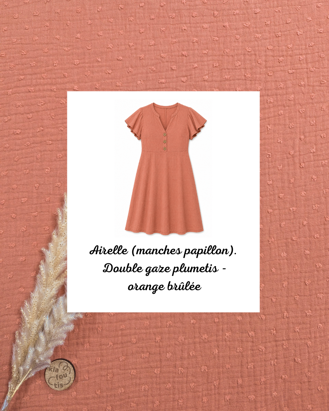 Double gaze plumetis - orange brûlée