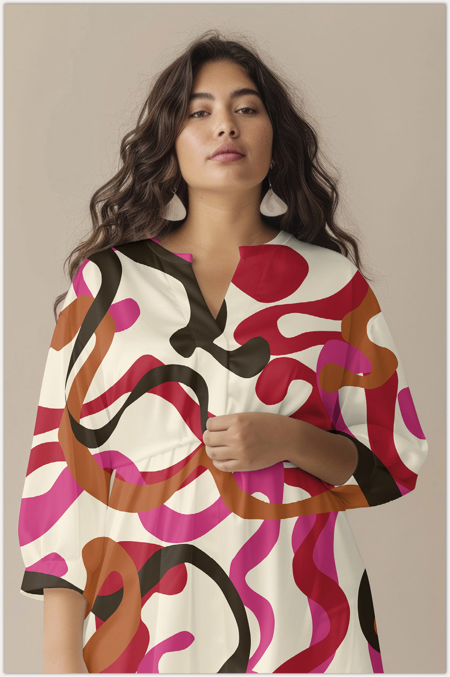 Twill de viscose écru - tout en courbes