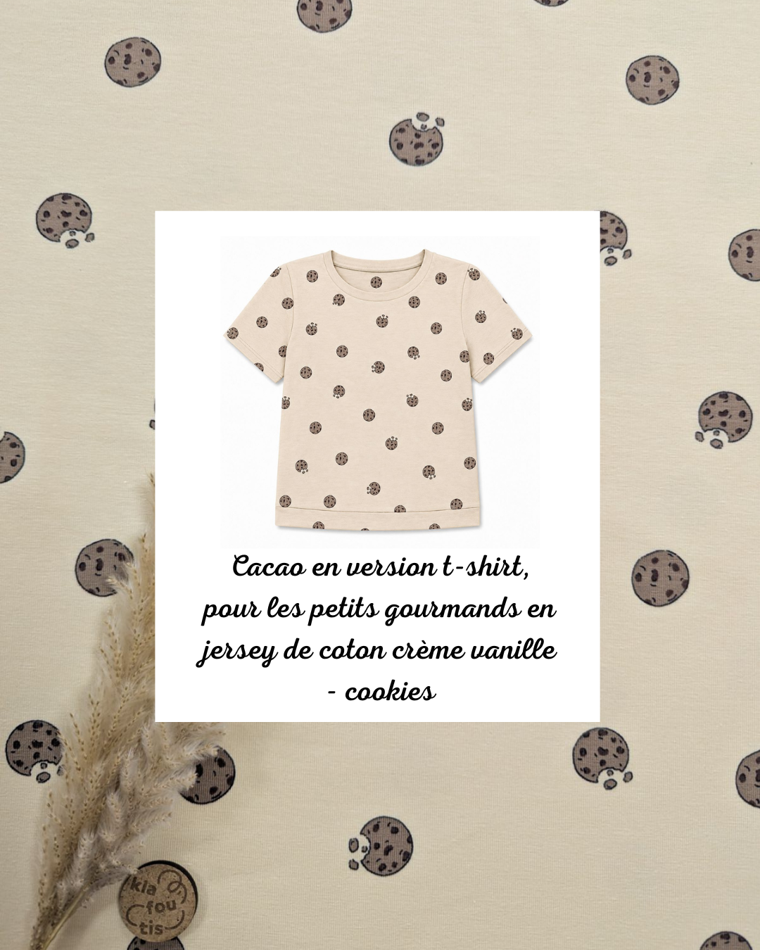 Jersey de coton crème vanille - cookies