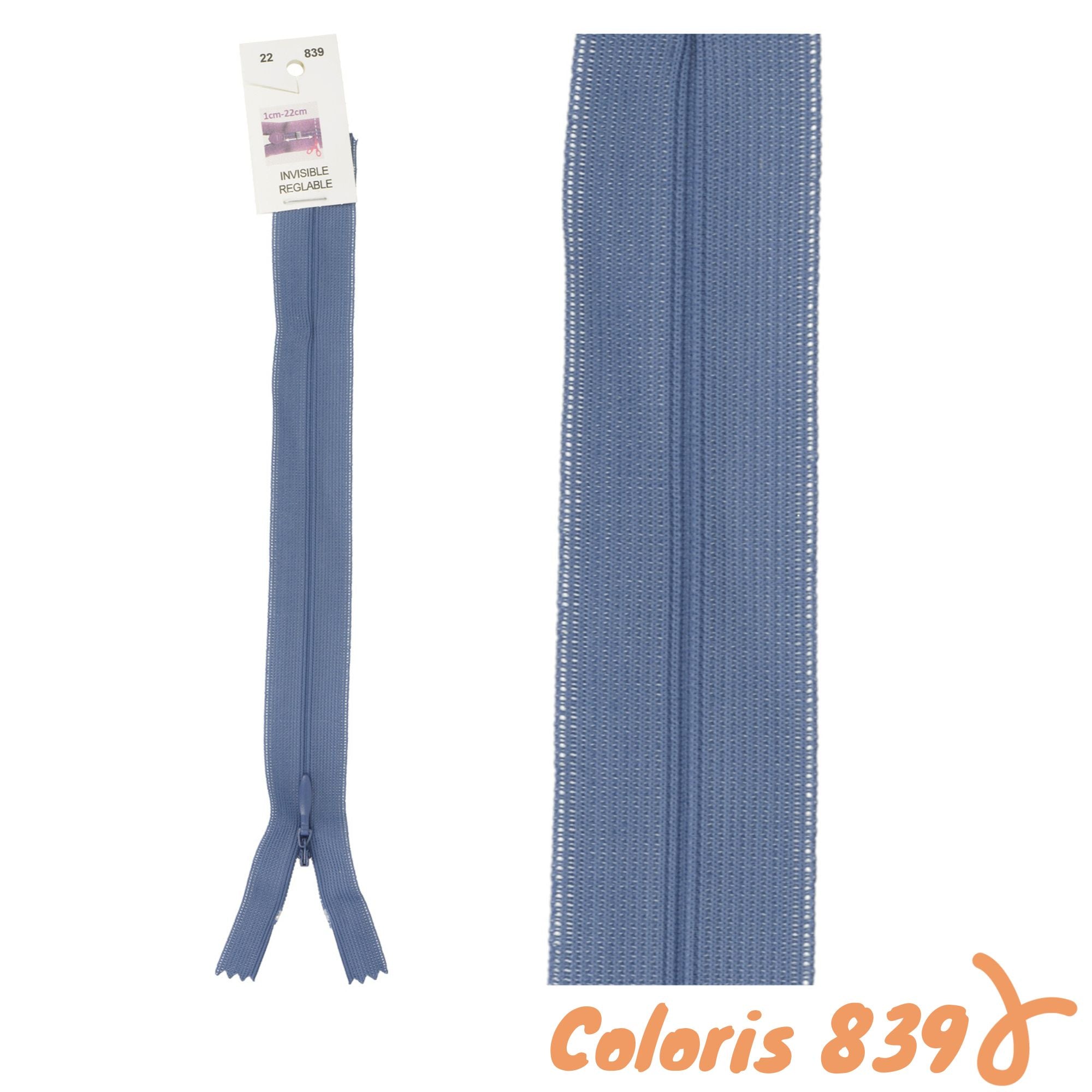 Zip invisibles réglables - 40 à 60 cm