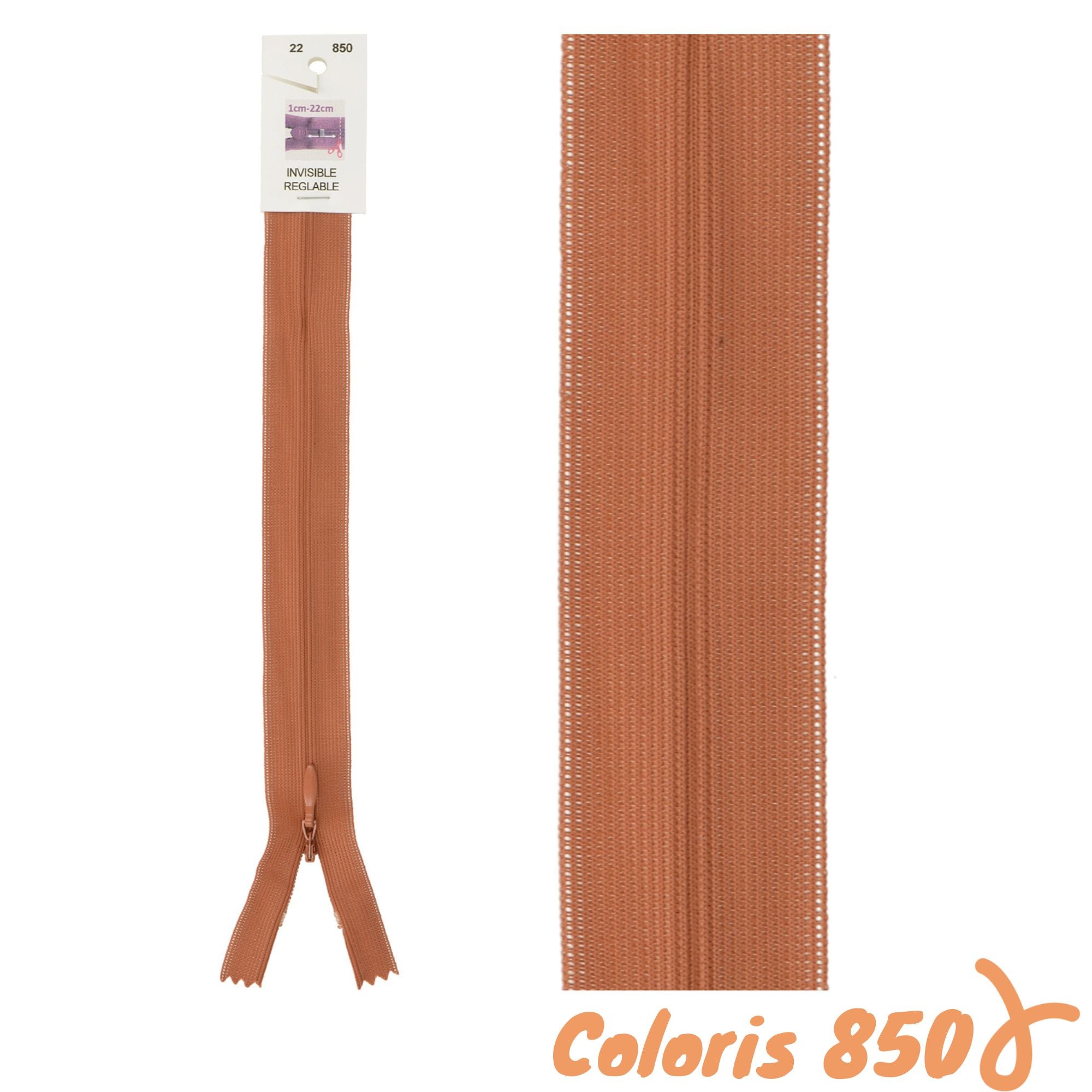 Zip invisibles réglables - 1 à 22 cm