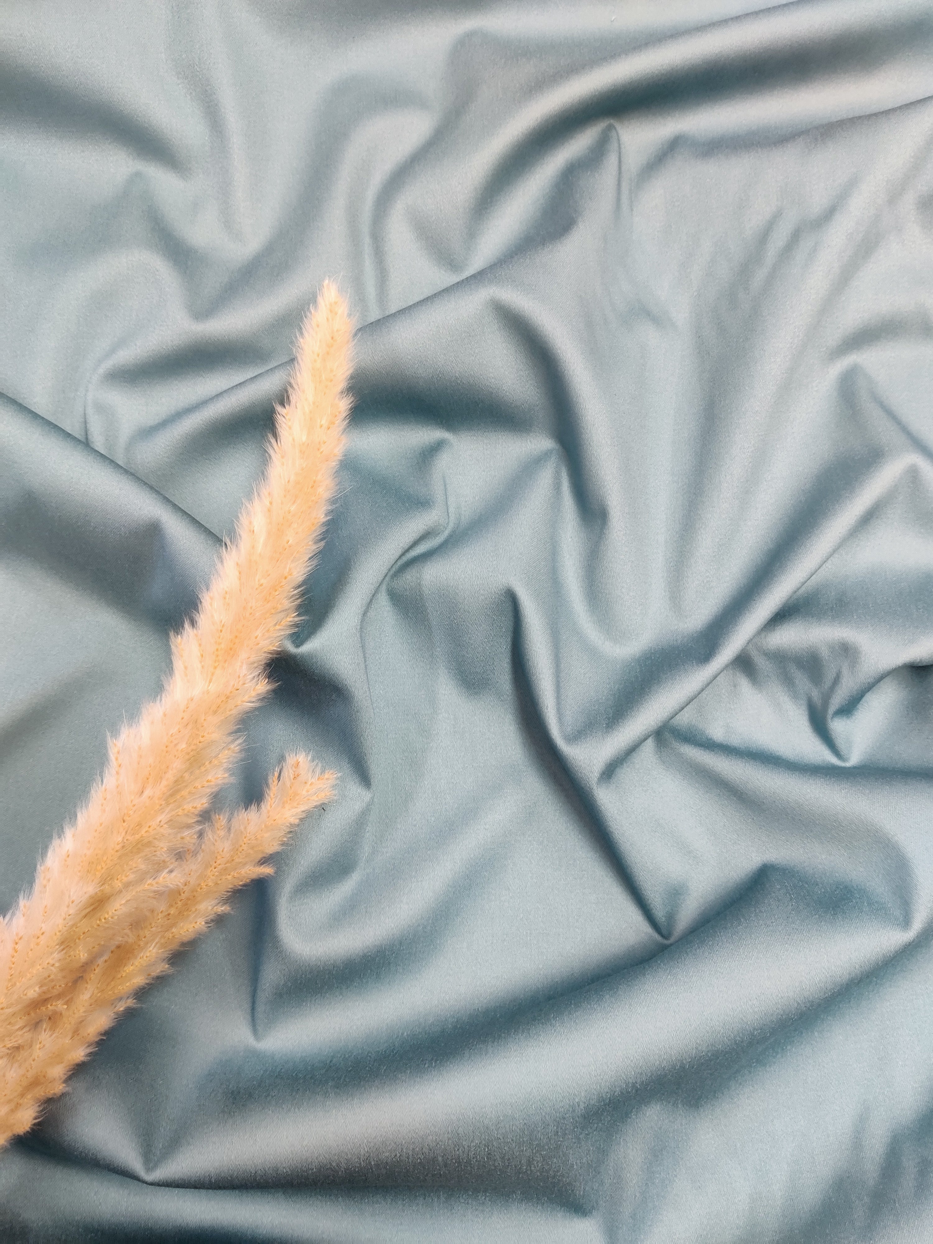 Satin de Coton stretch - Bleu/gris