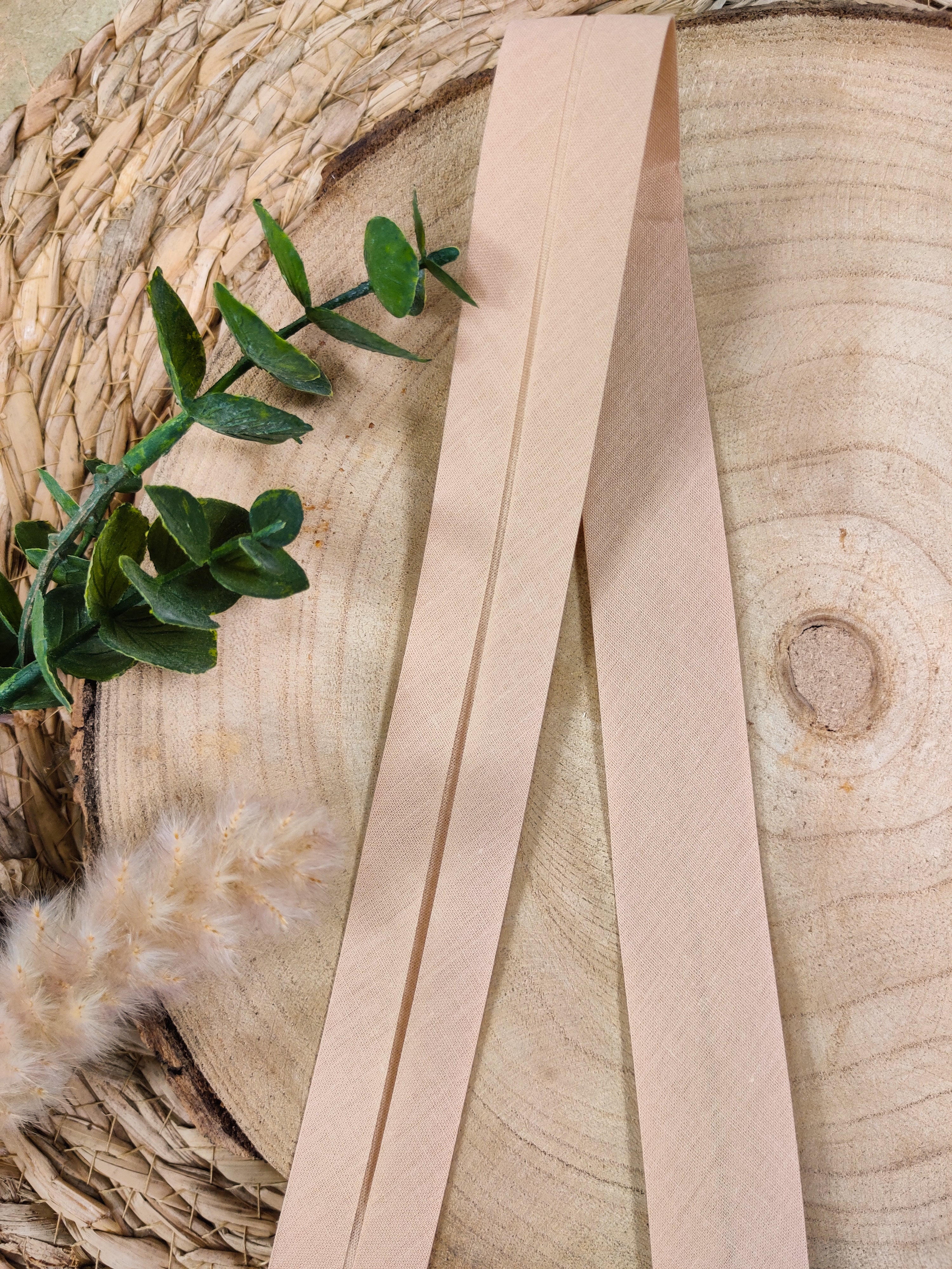 Biais pré-plié 27 mm - Beige rosé