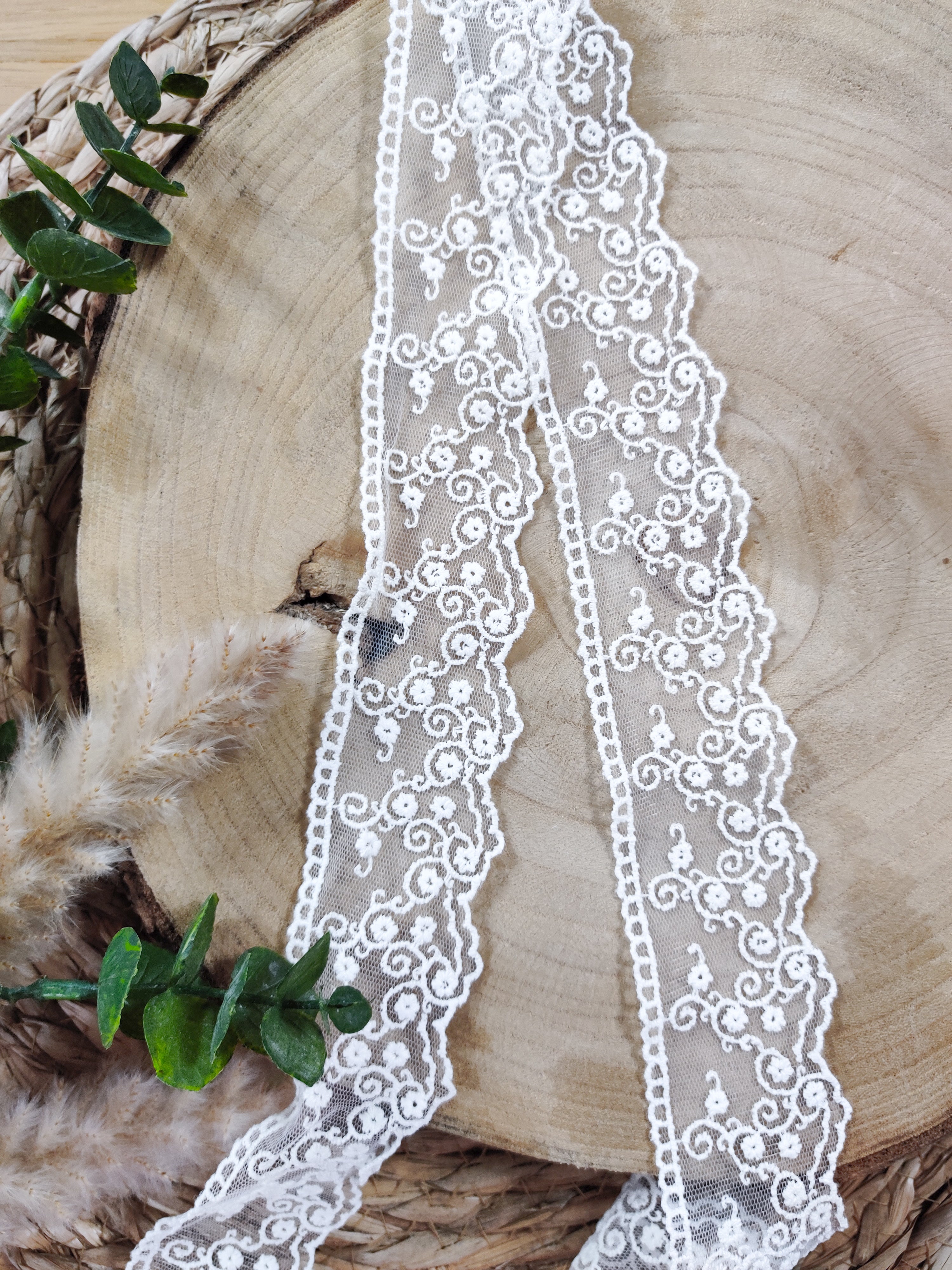 Dentelle tulle 4,5 cm - Blanche