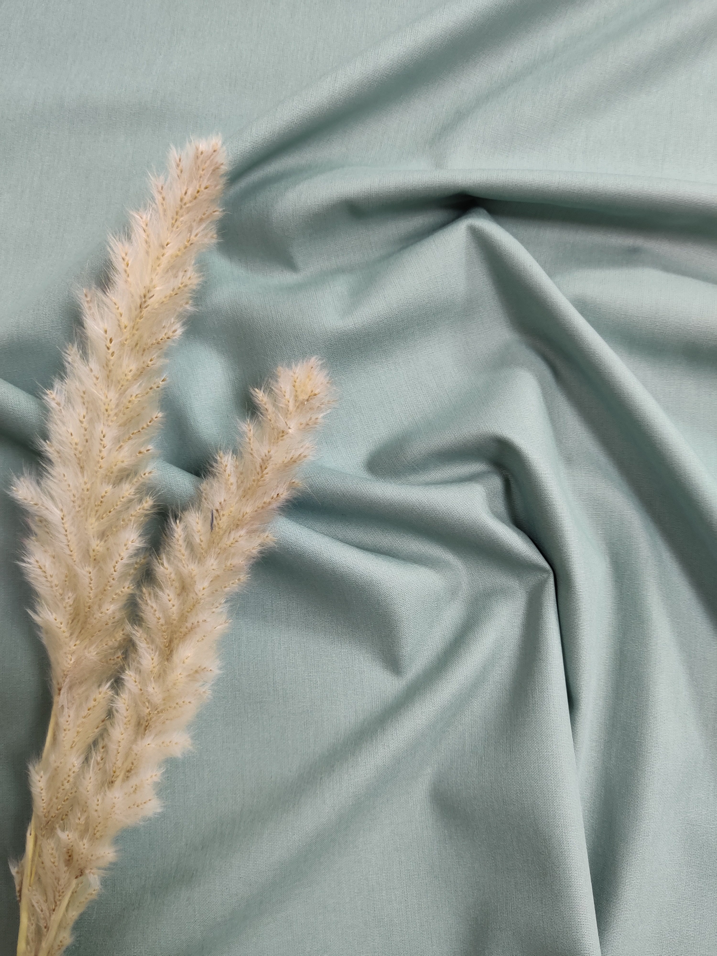 Popeline de Coton - Bleu/gris/vert