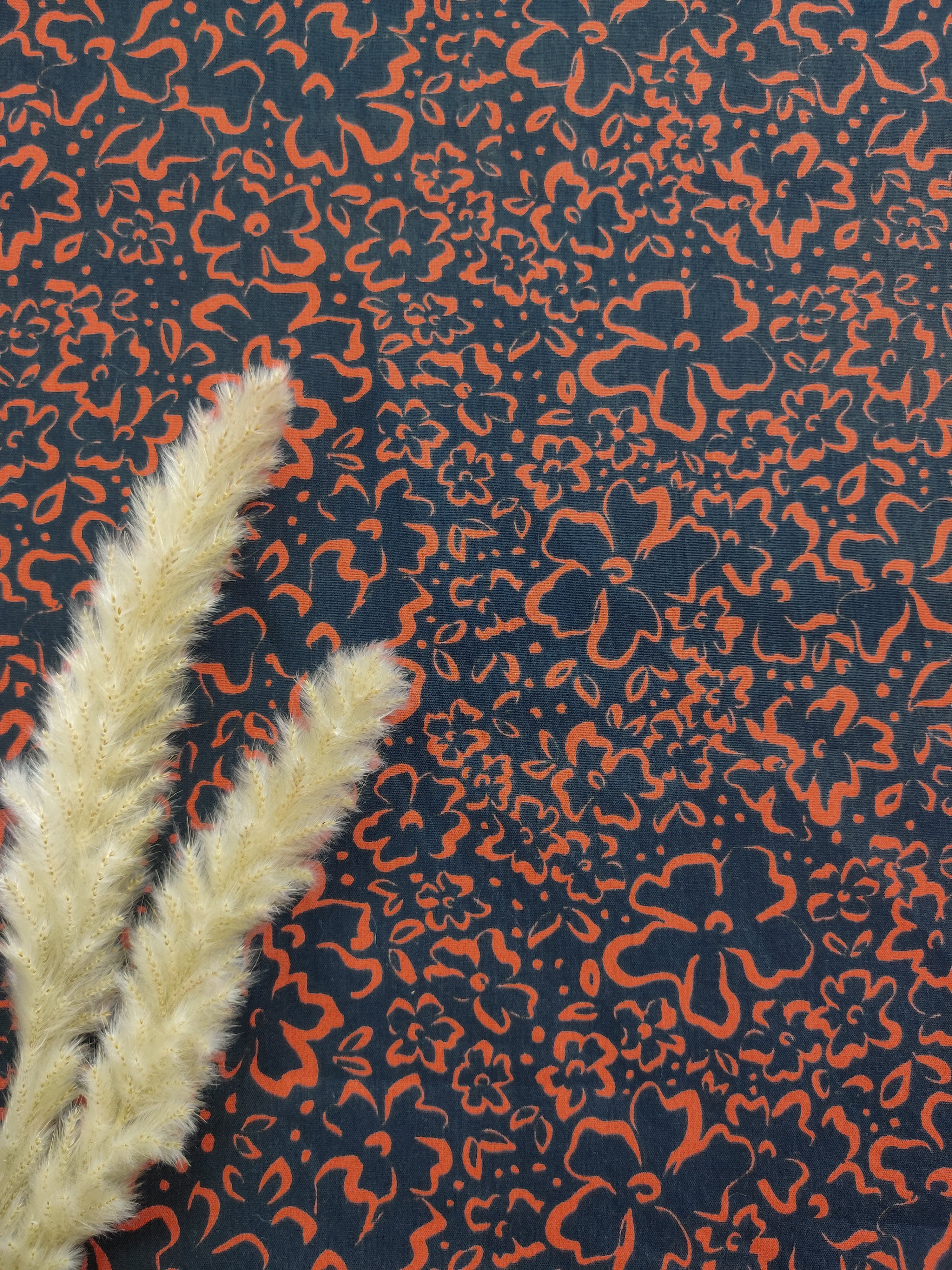 Popeline de Coton noire - fleurs sauvages