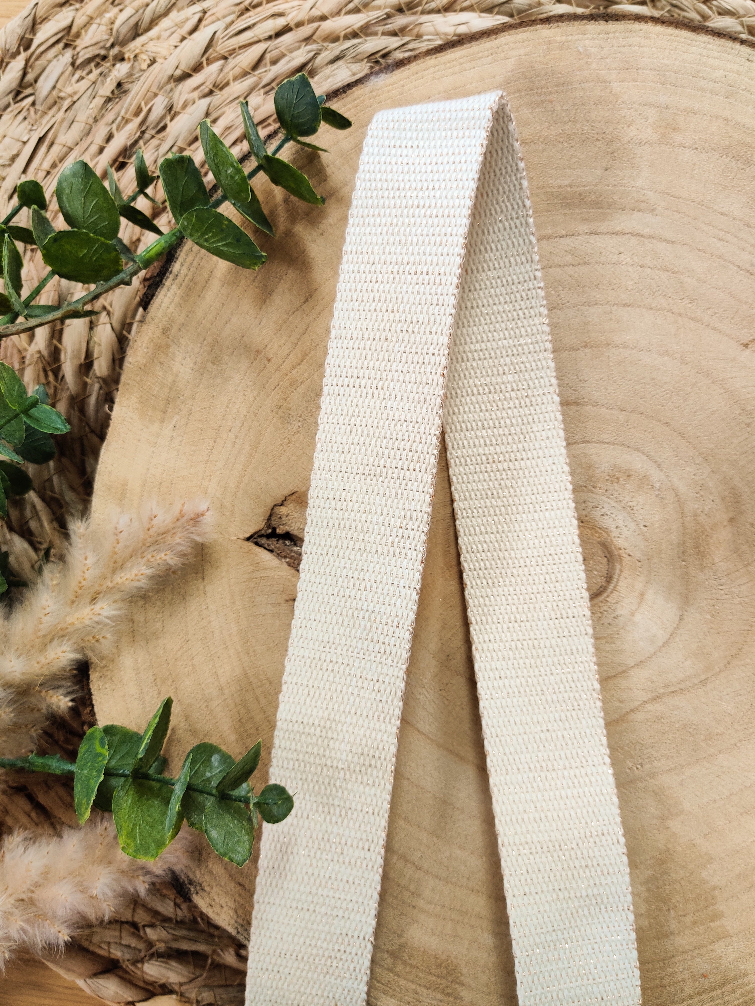 Sangle lurex - écru et doré