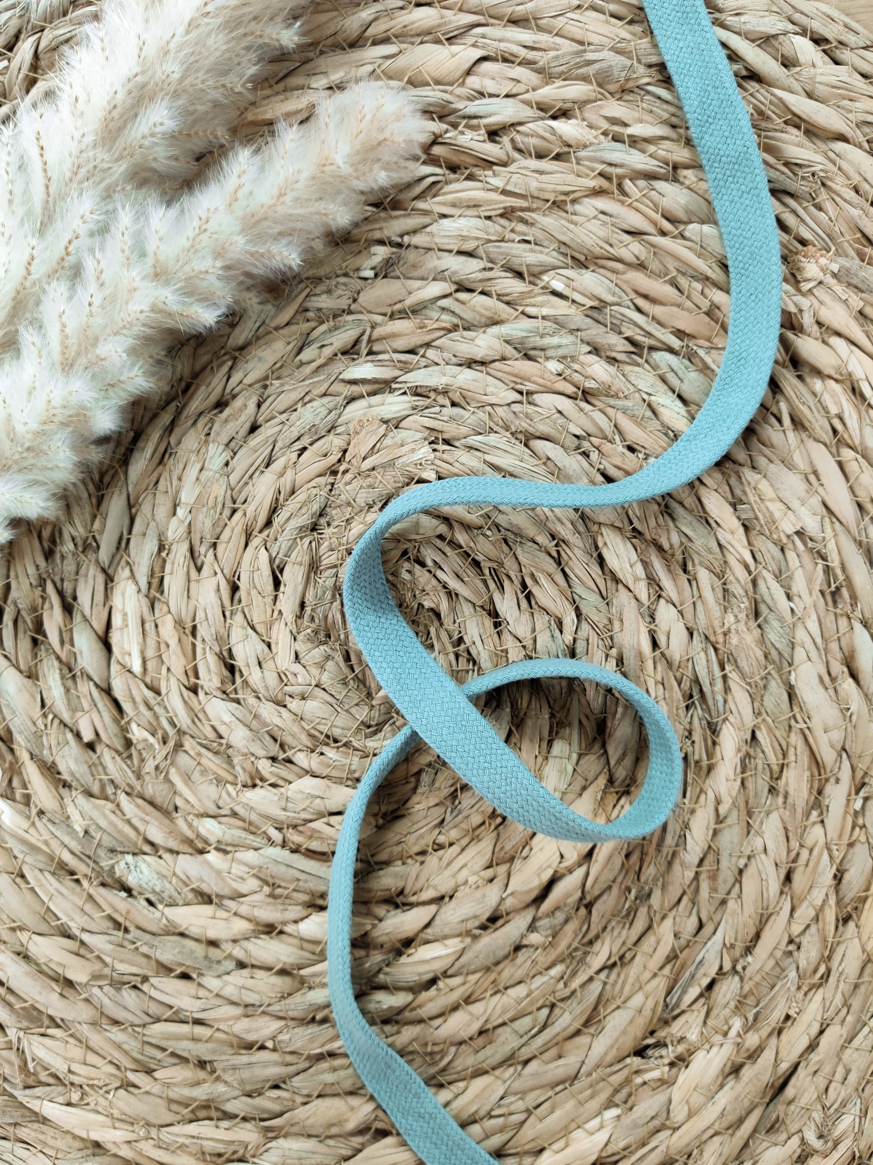 Cordon plat pour sweat 15mm - Bleu gris vert