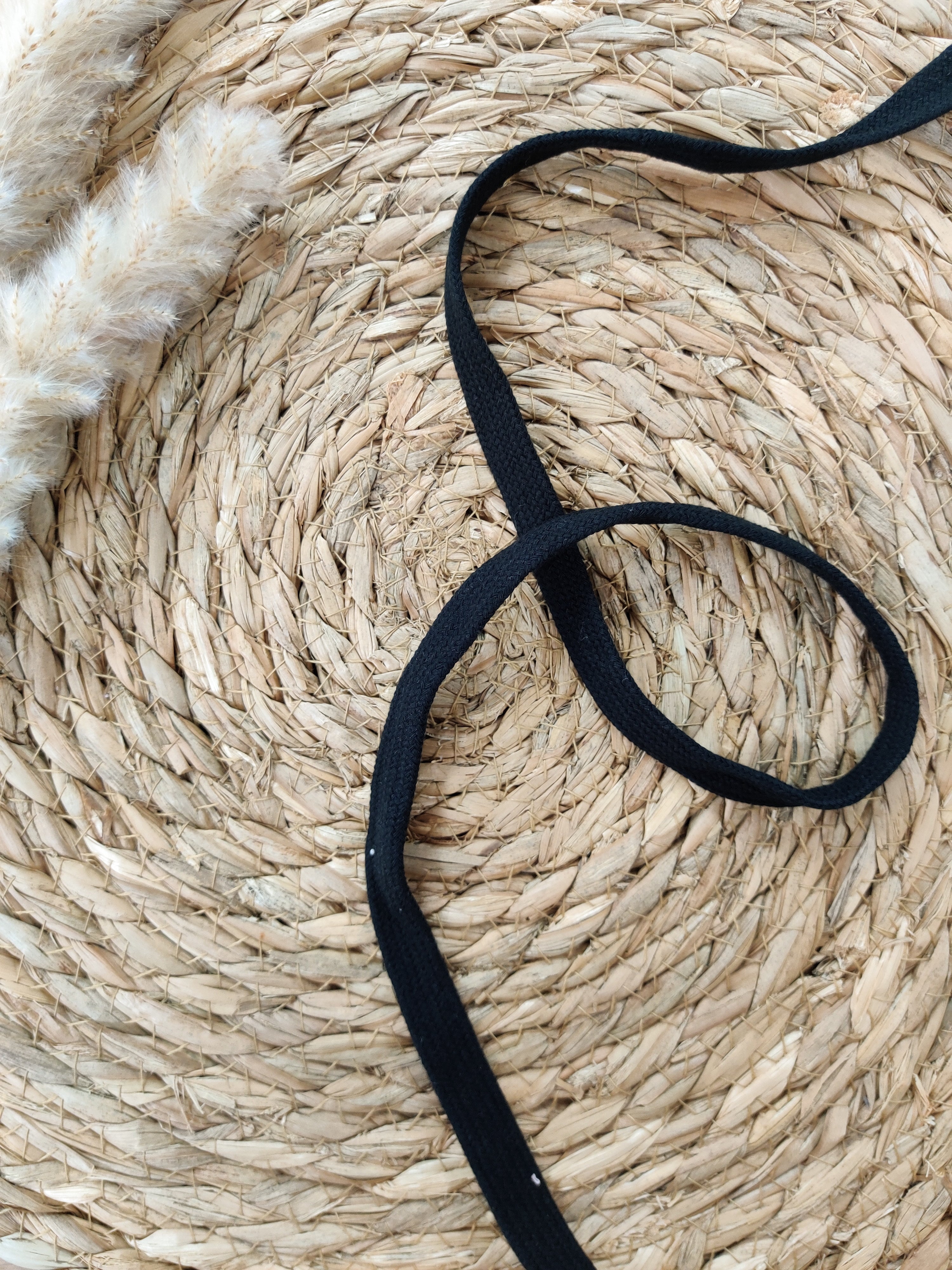 Cordon plat pour sweat 15mm - Noir