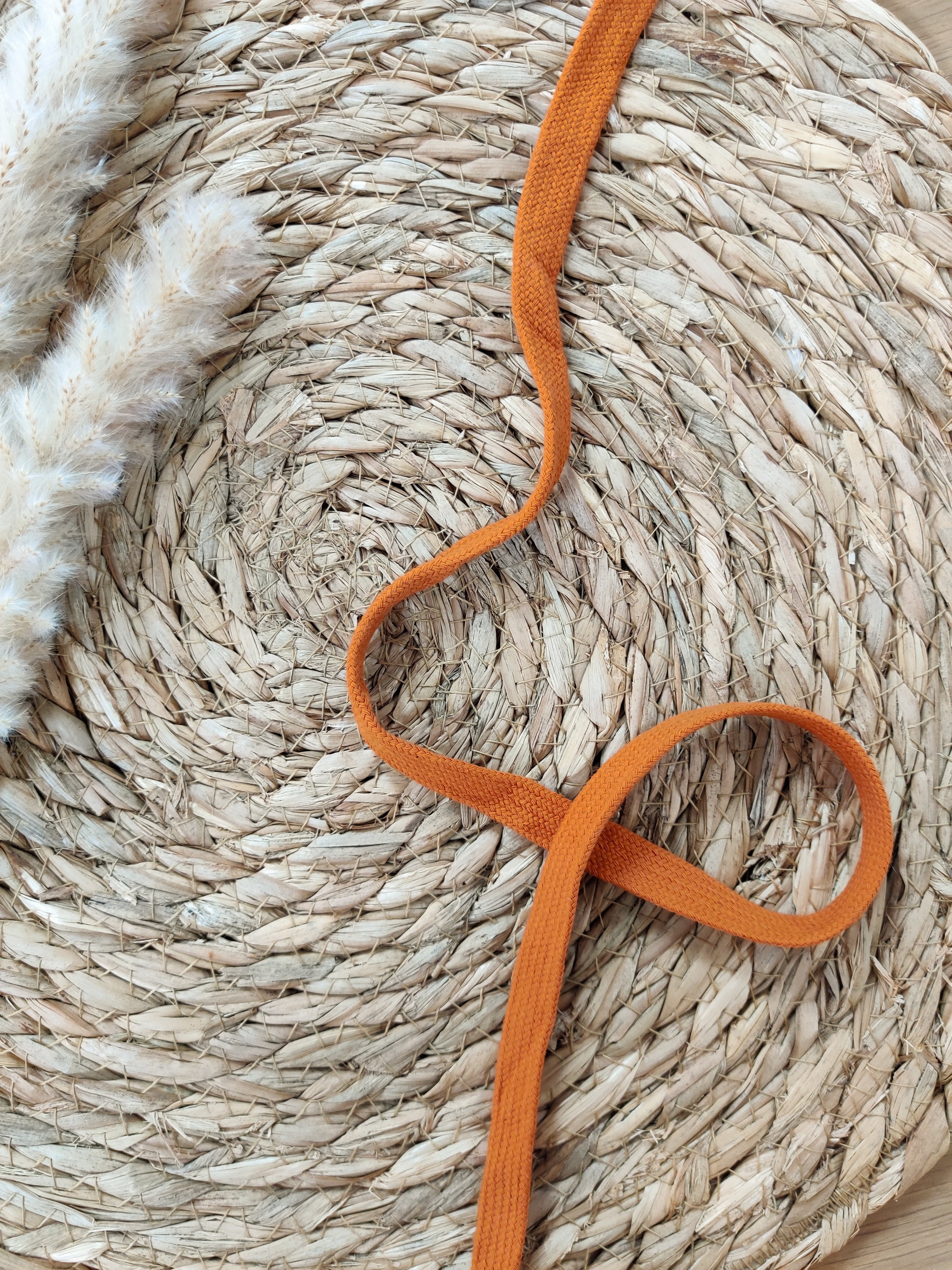 Cordon plat pour sweat 15mm - Cognac