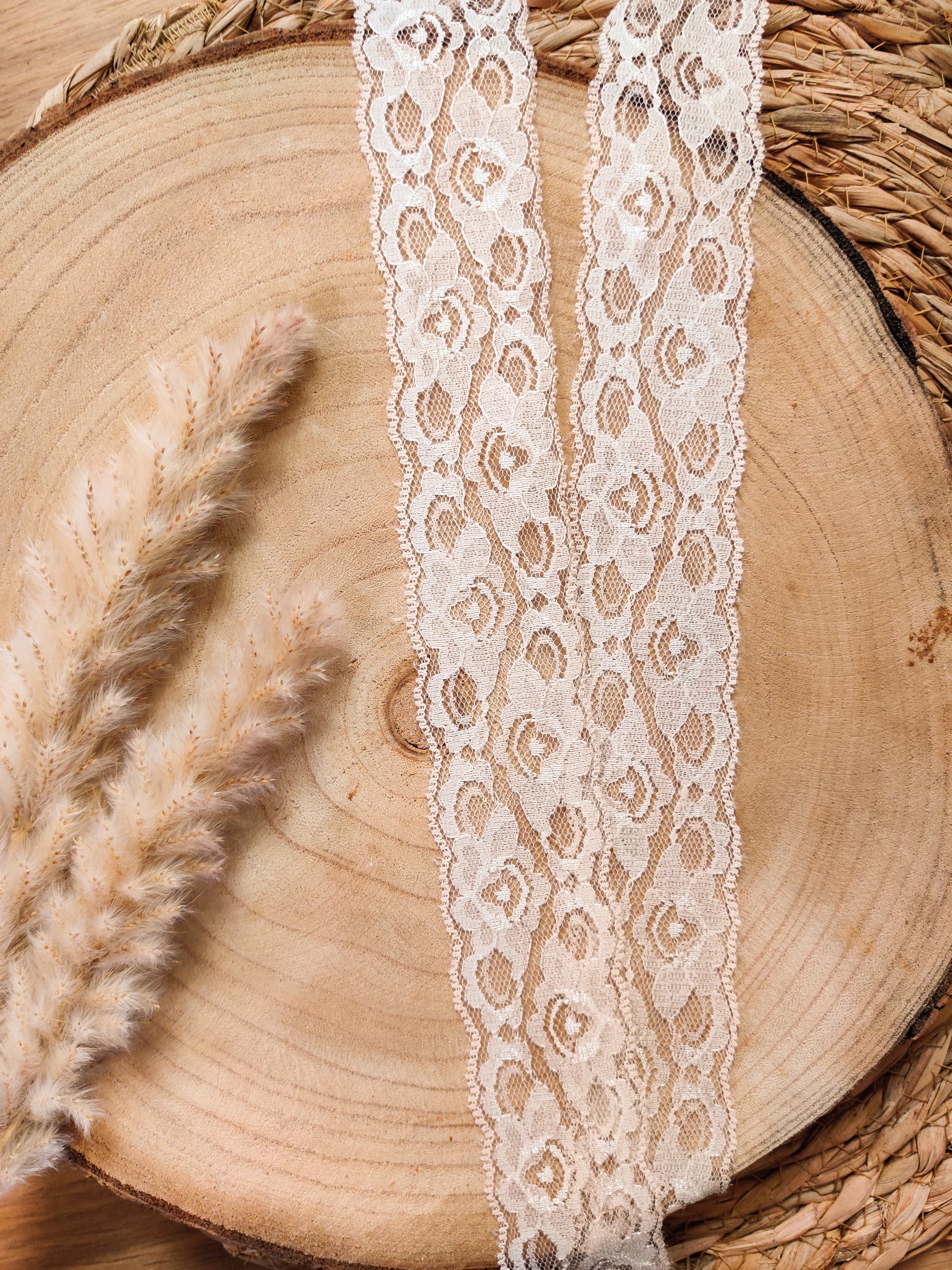 Dentelle fleurie 4,5 cm - Sable