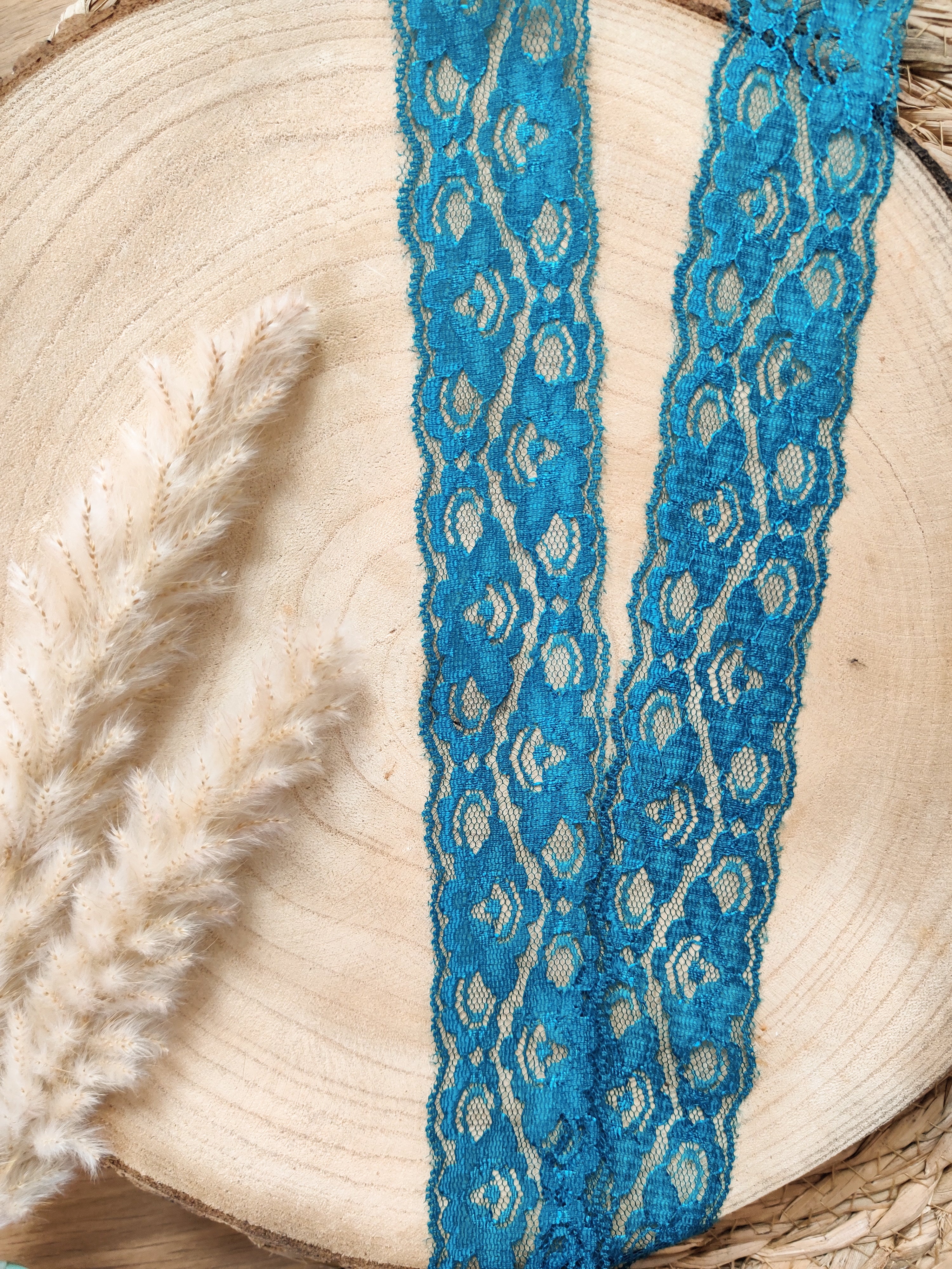 Dentelle fleurie 4,5 cm - Pétrole