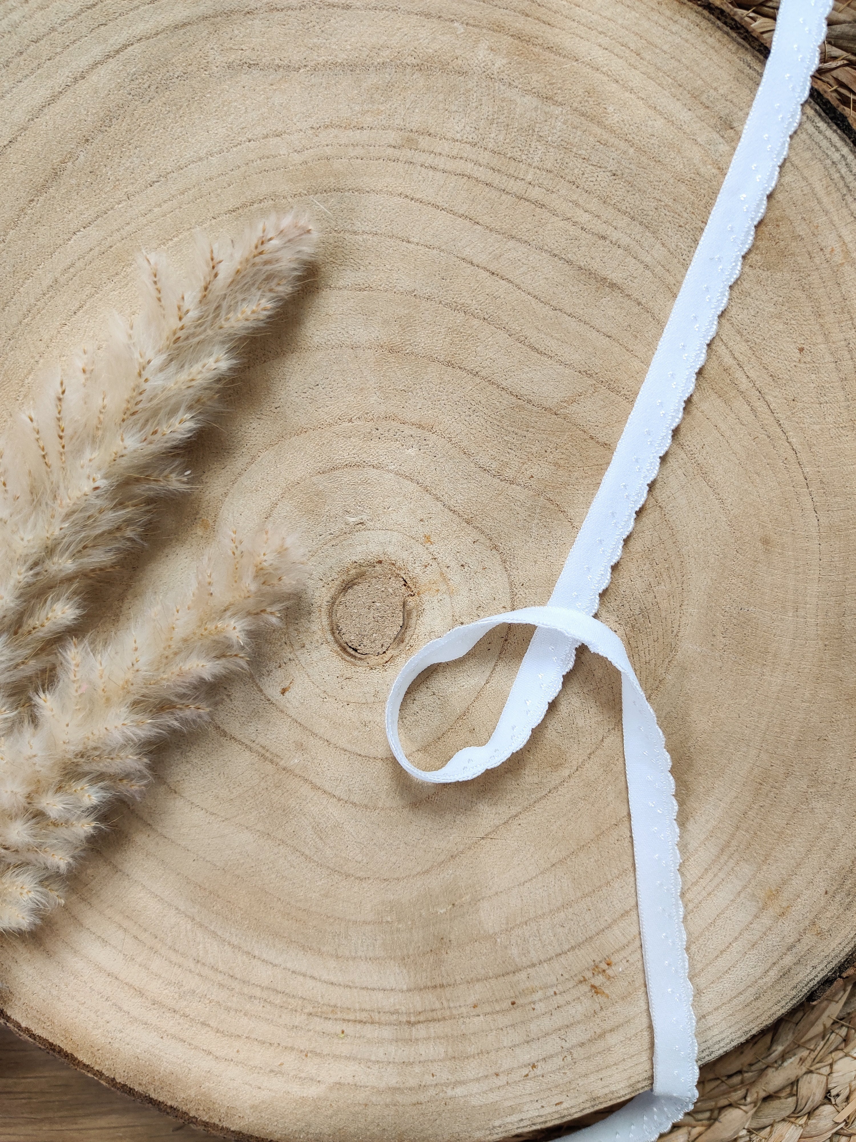 Elastique à picots préplié 11 mm - Blanc