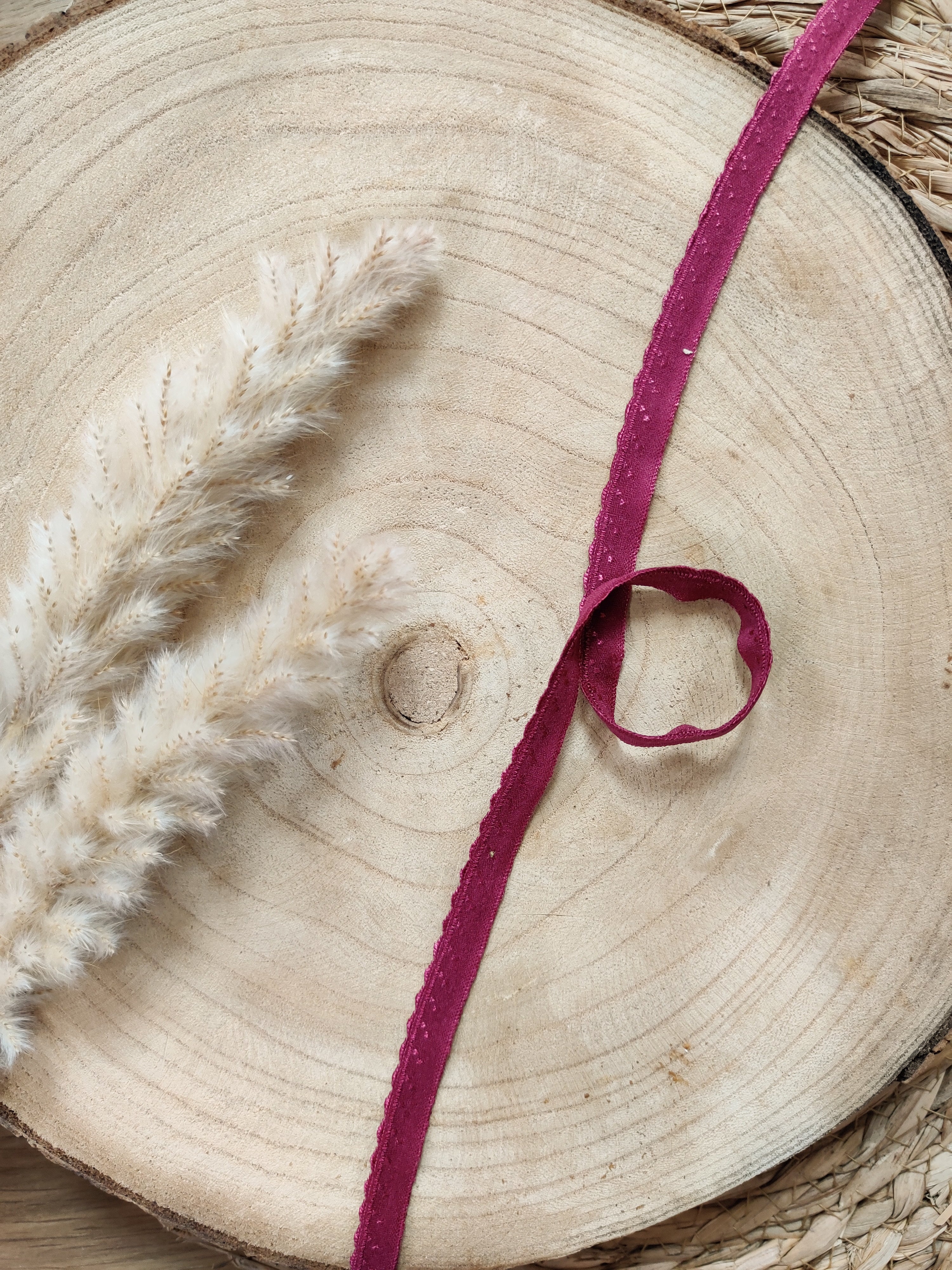 Elastique à picots préplié 11 mm - Lie de vin