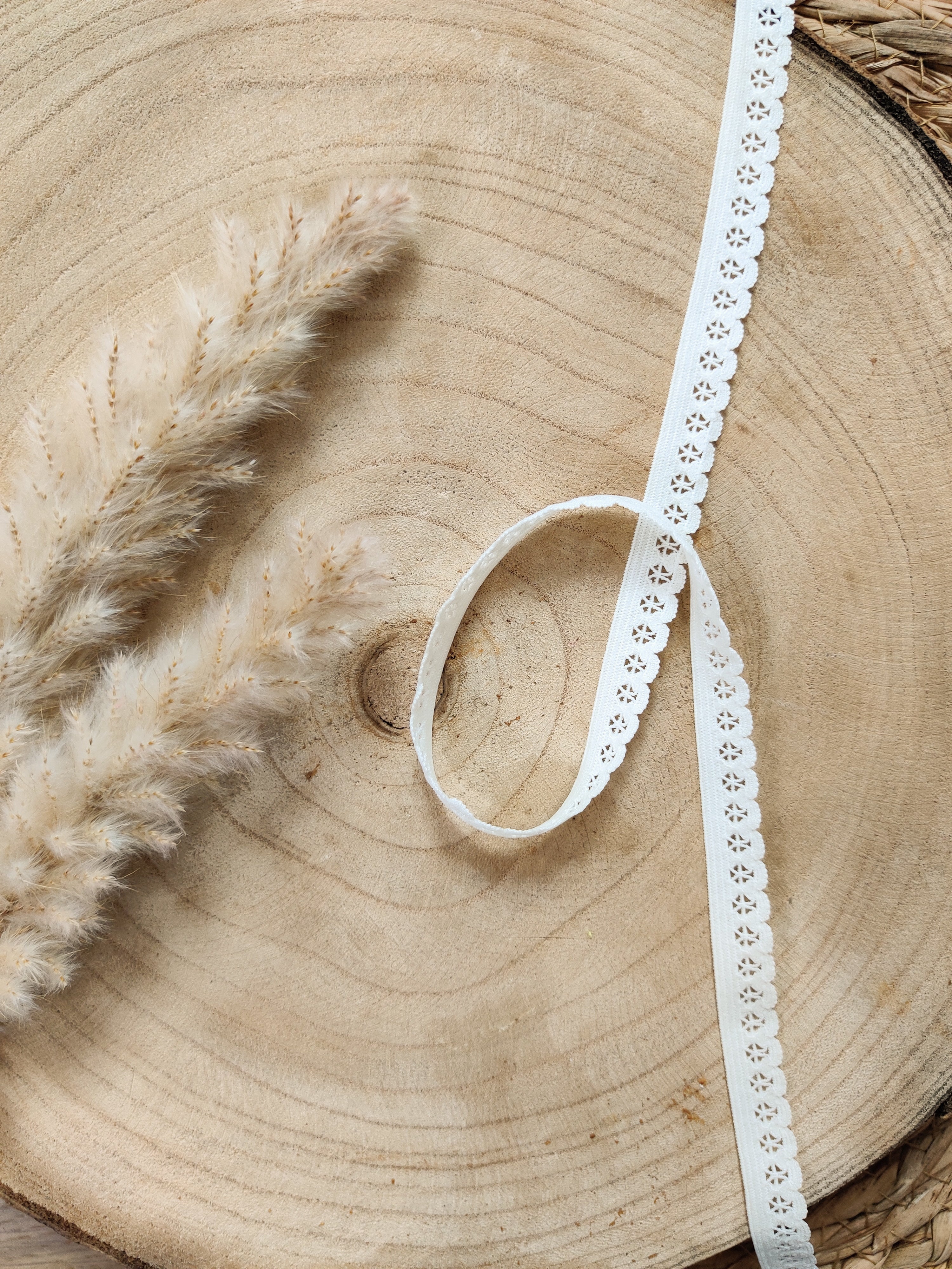 Elastique à picots simple 13 mm - Ecru