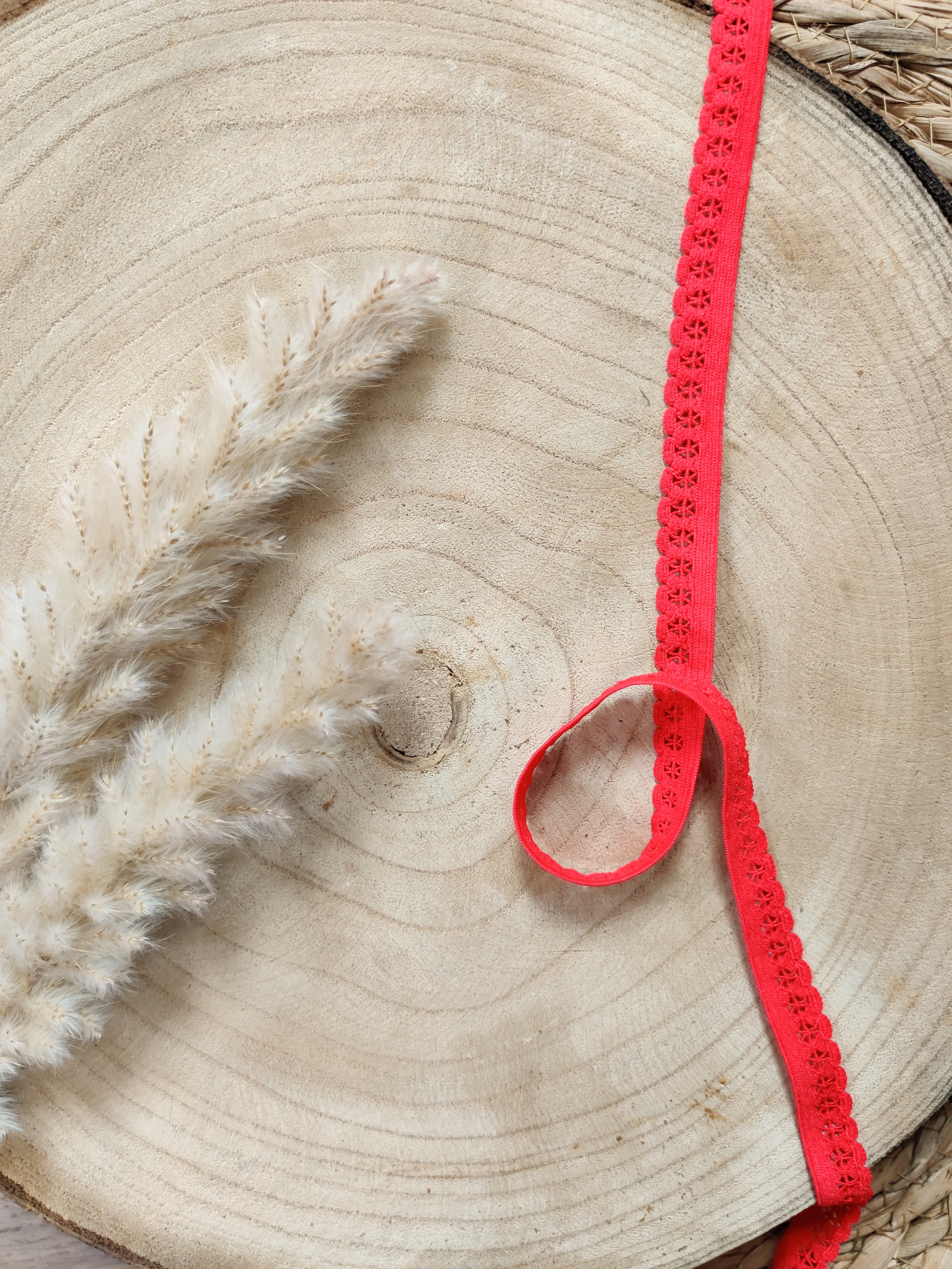 Elastique à picots simple 13 mm - Rouge