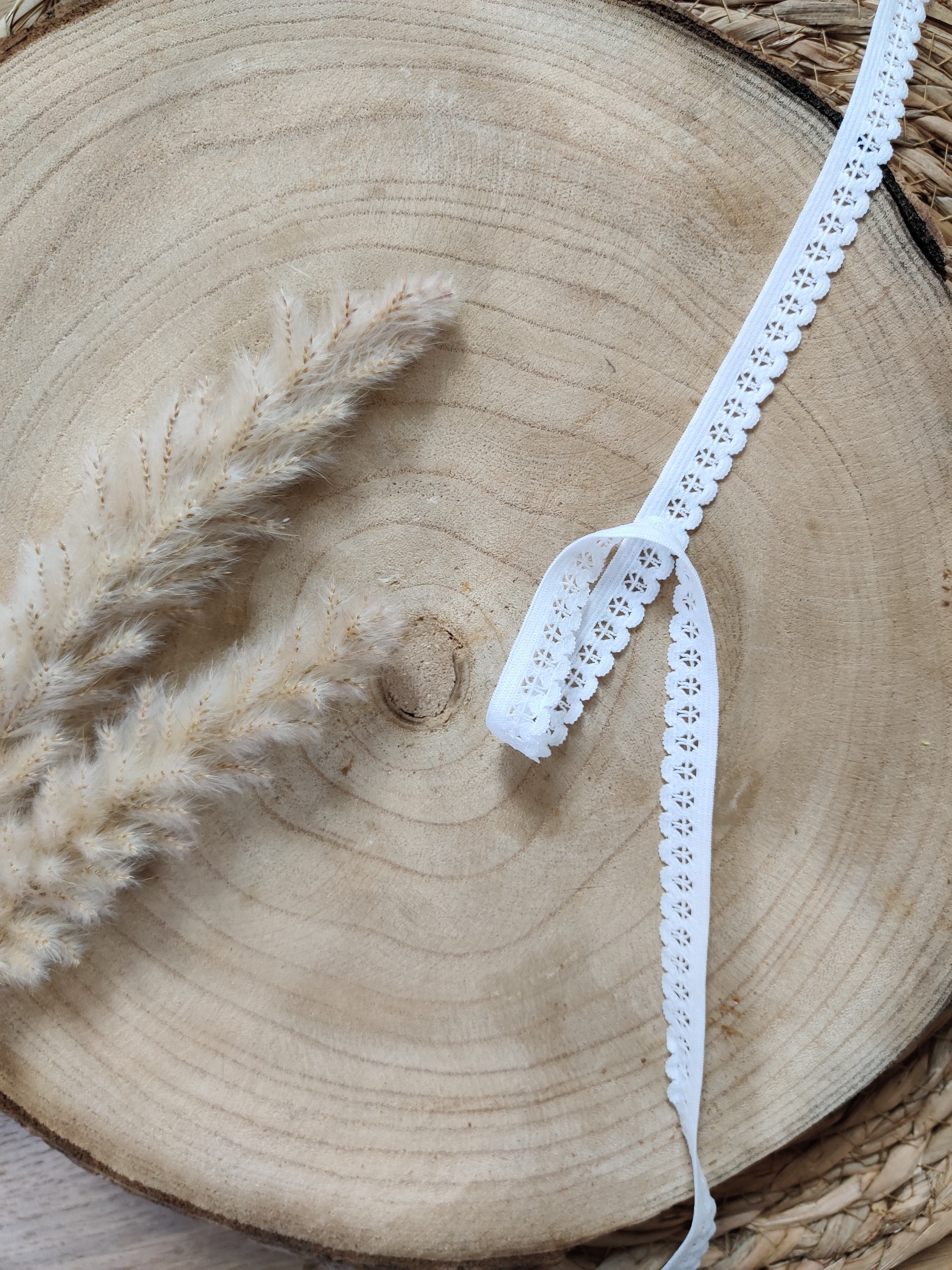 Elastique à picots simple 13 mm - Blanc