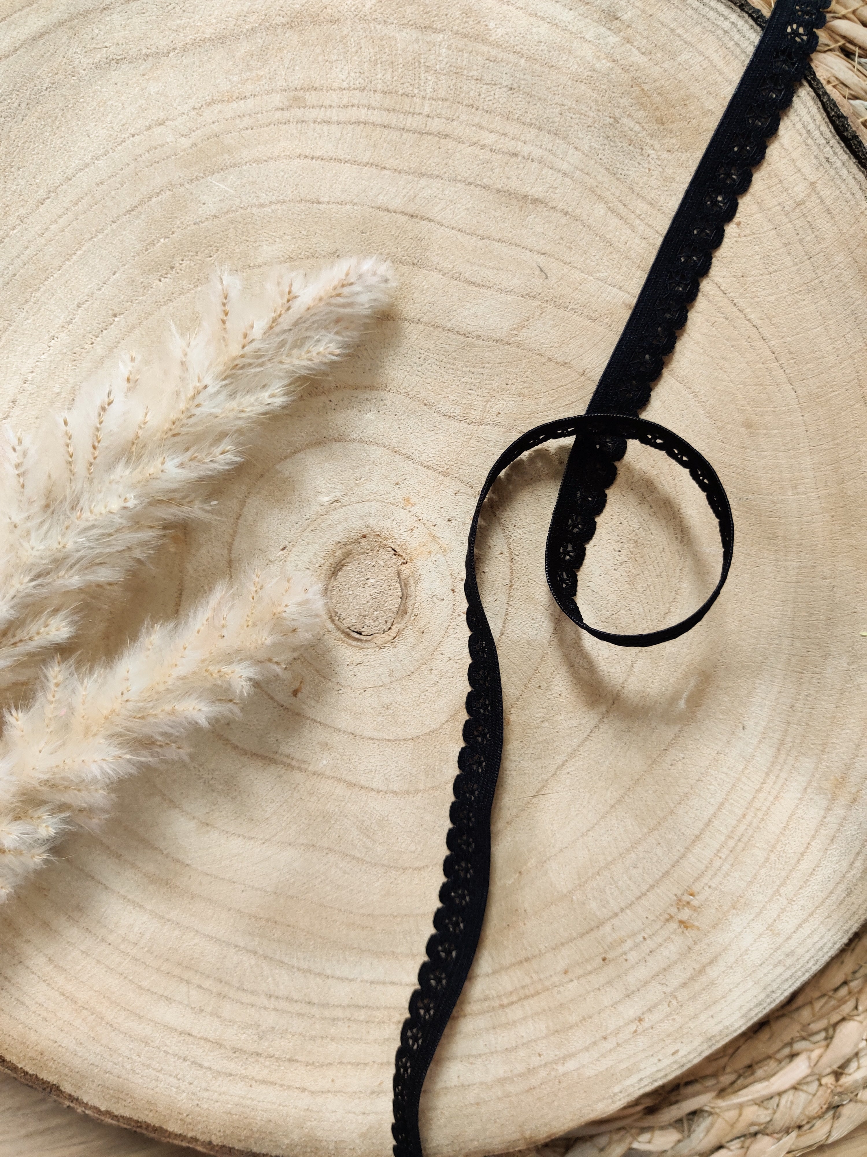 Elastique à picots simple 13 mm - Noir