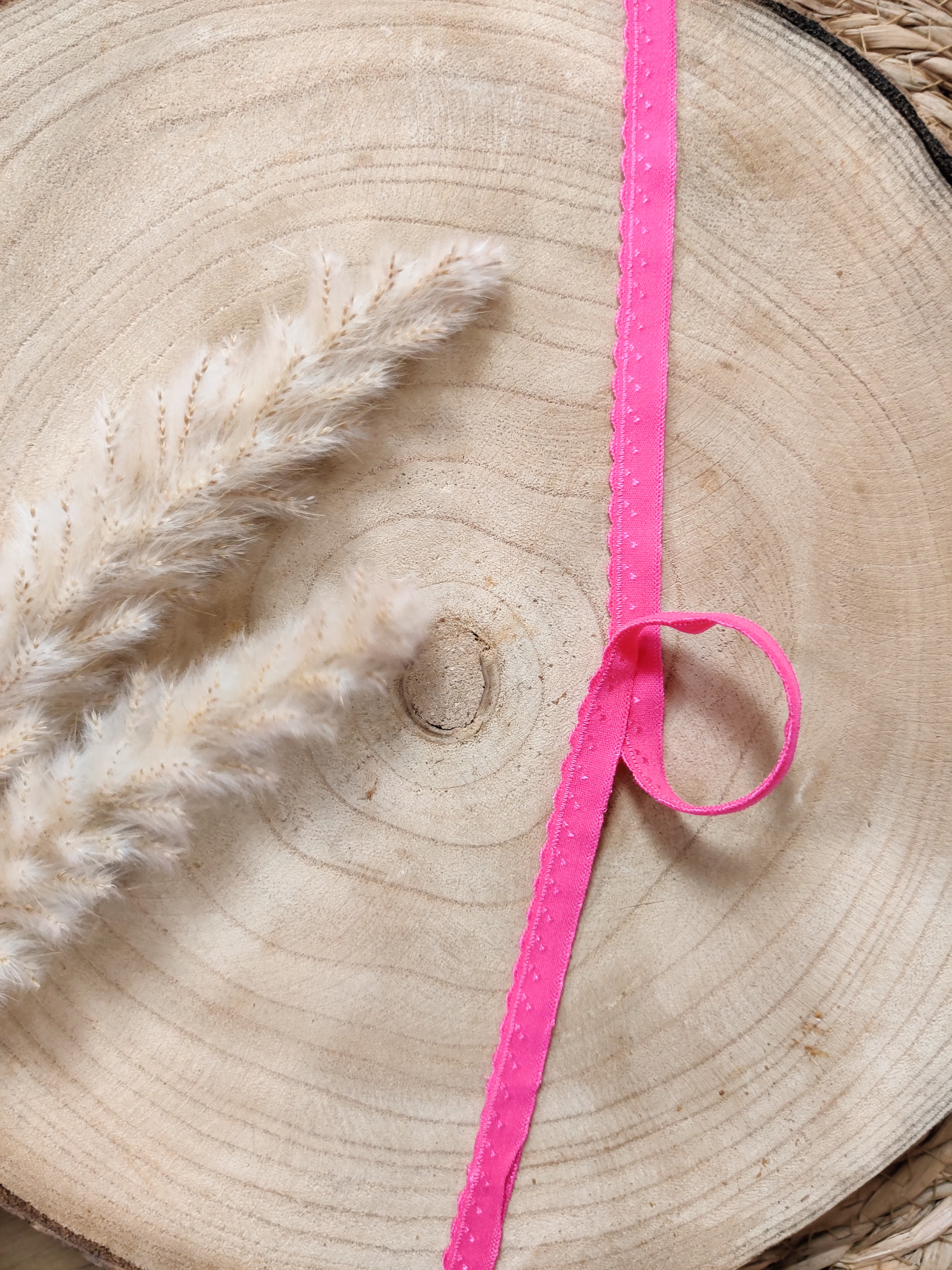 Elastique à picots préplié 11 mm - Fuchsia