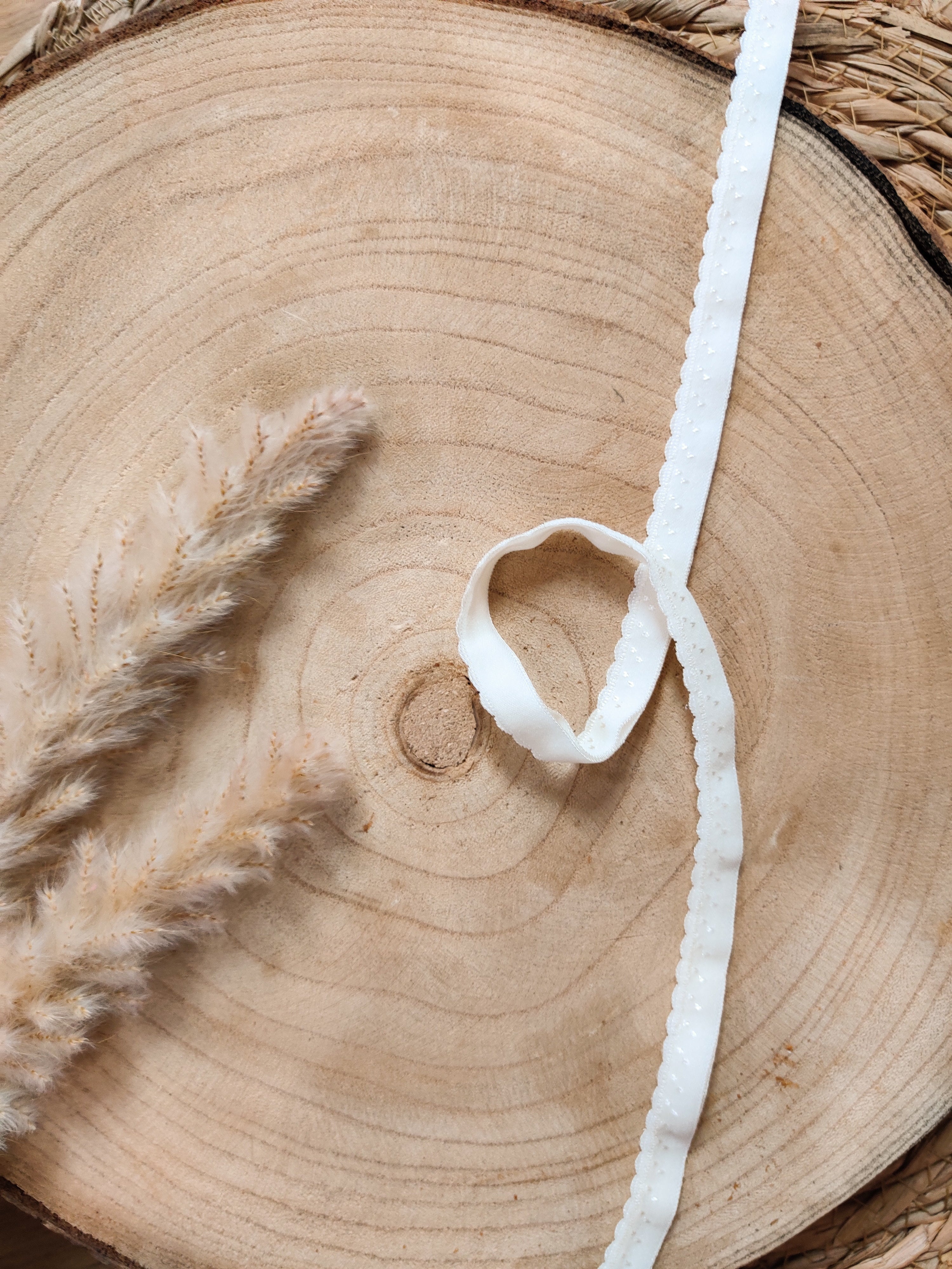 Elastique à picots préplié 11 mm - Ecru