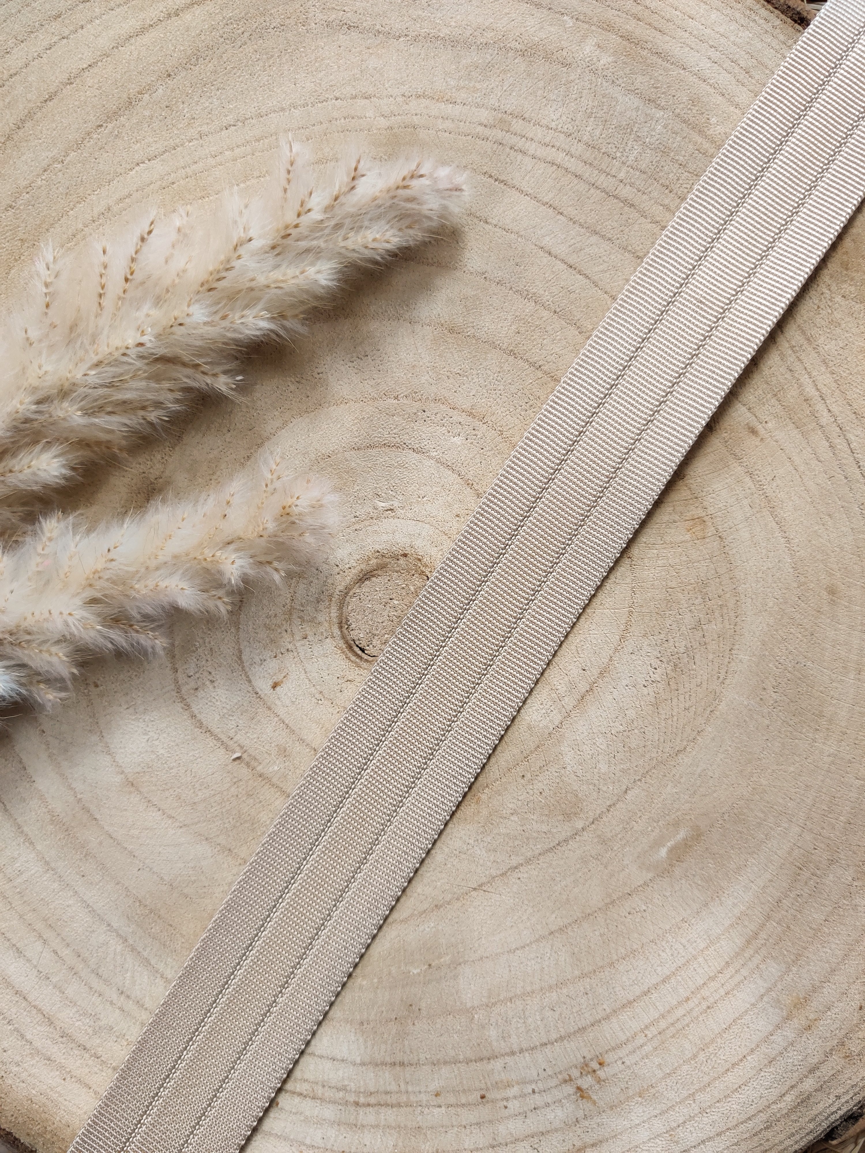 Sangle gros grain matelassée - Beige