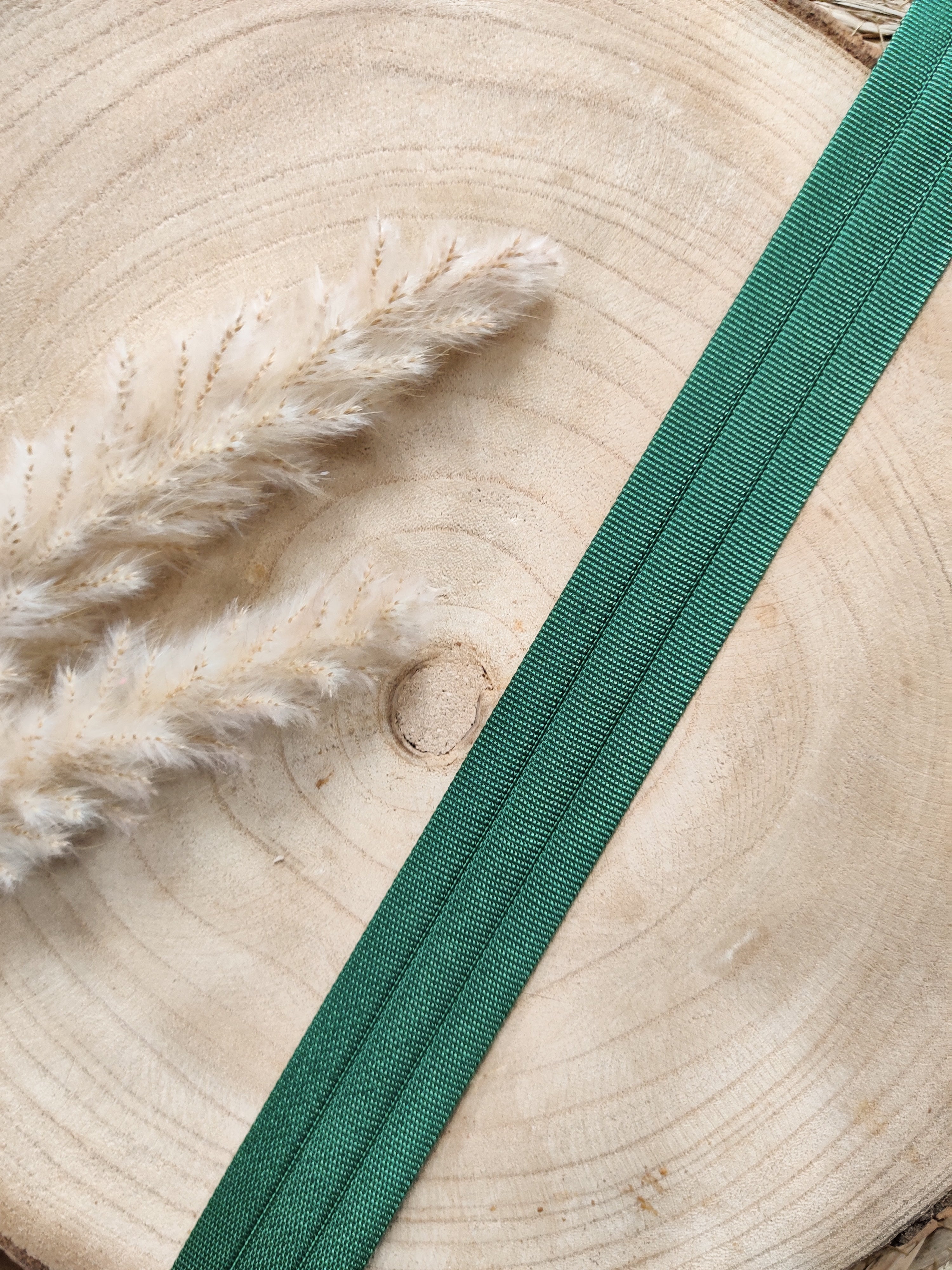 Sangle gros grain matelassée - Vert bouteille