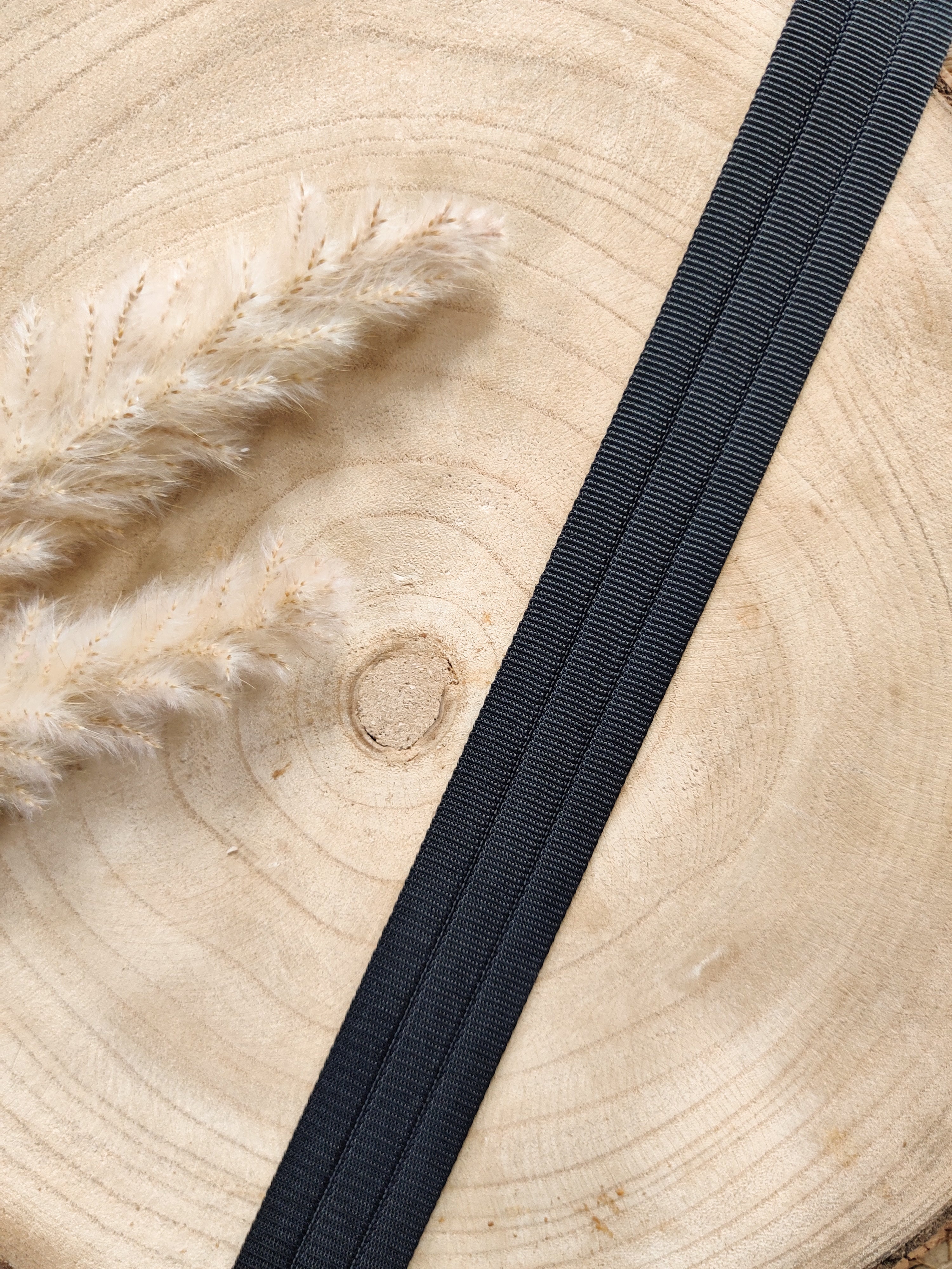 Sangle gros grain matelassée - Noir