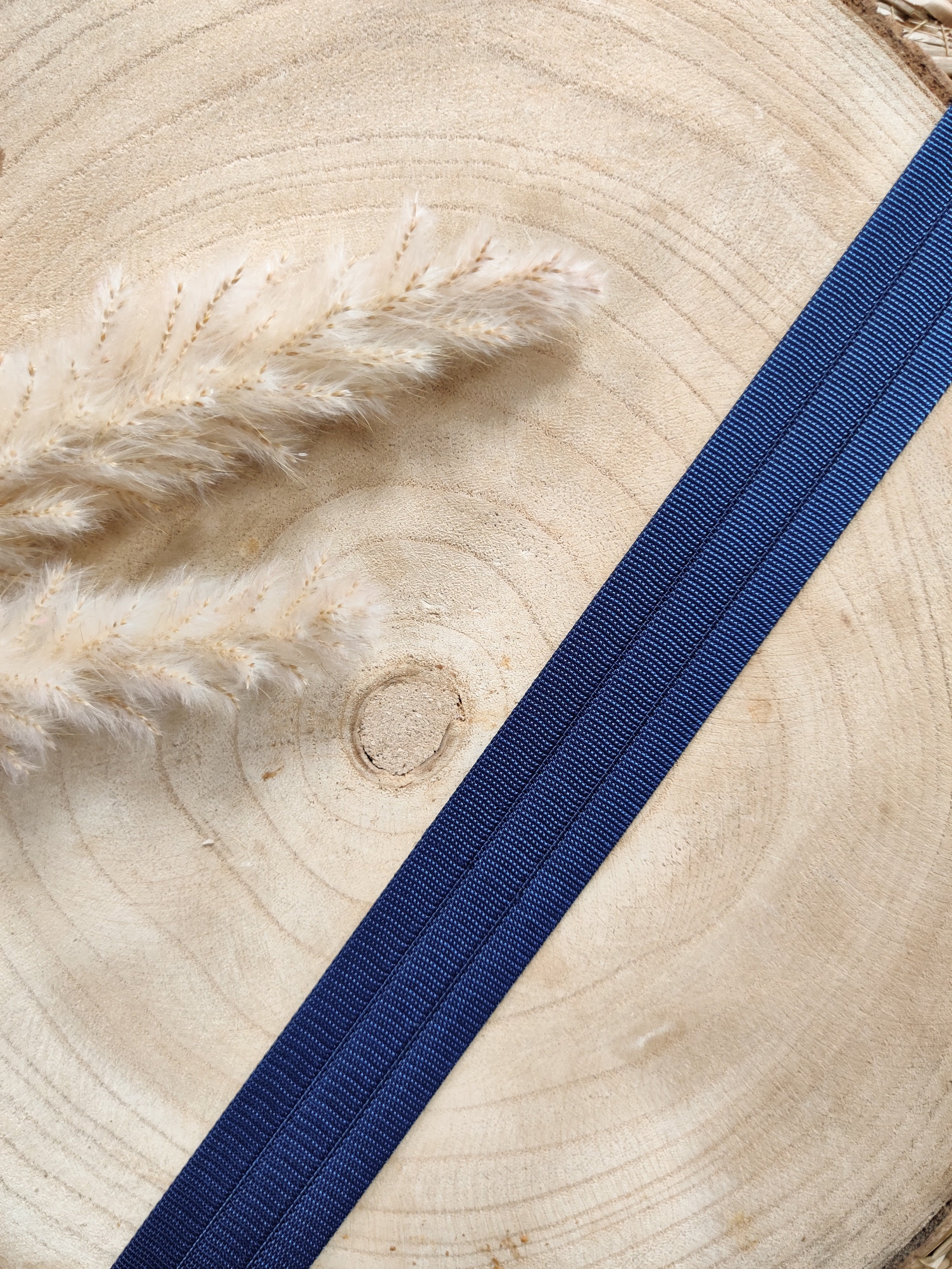 Sangle gros grain matelassée - Bleu marine