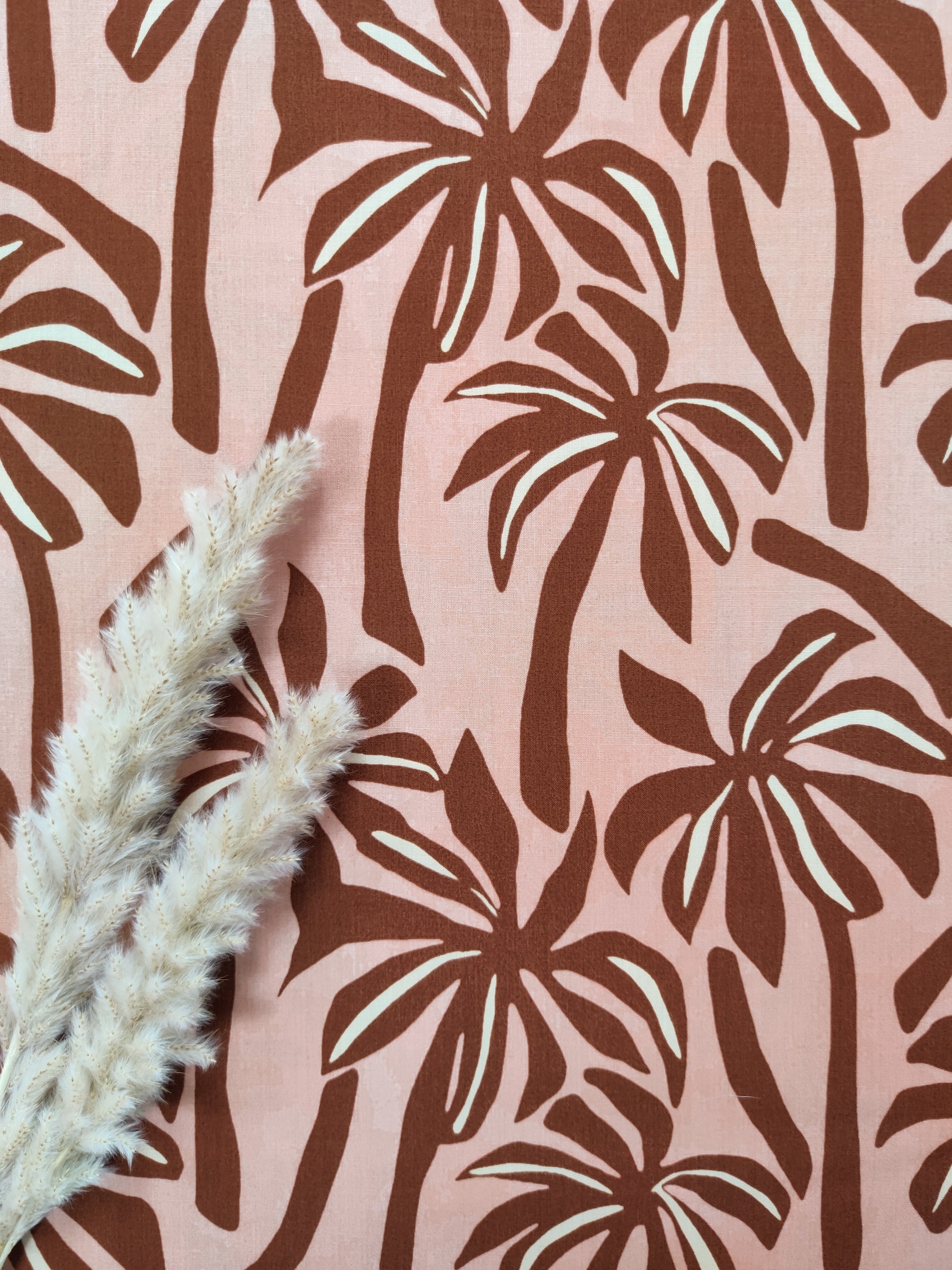 Popeline de viscose nude - Palmiers