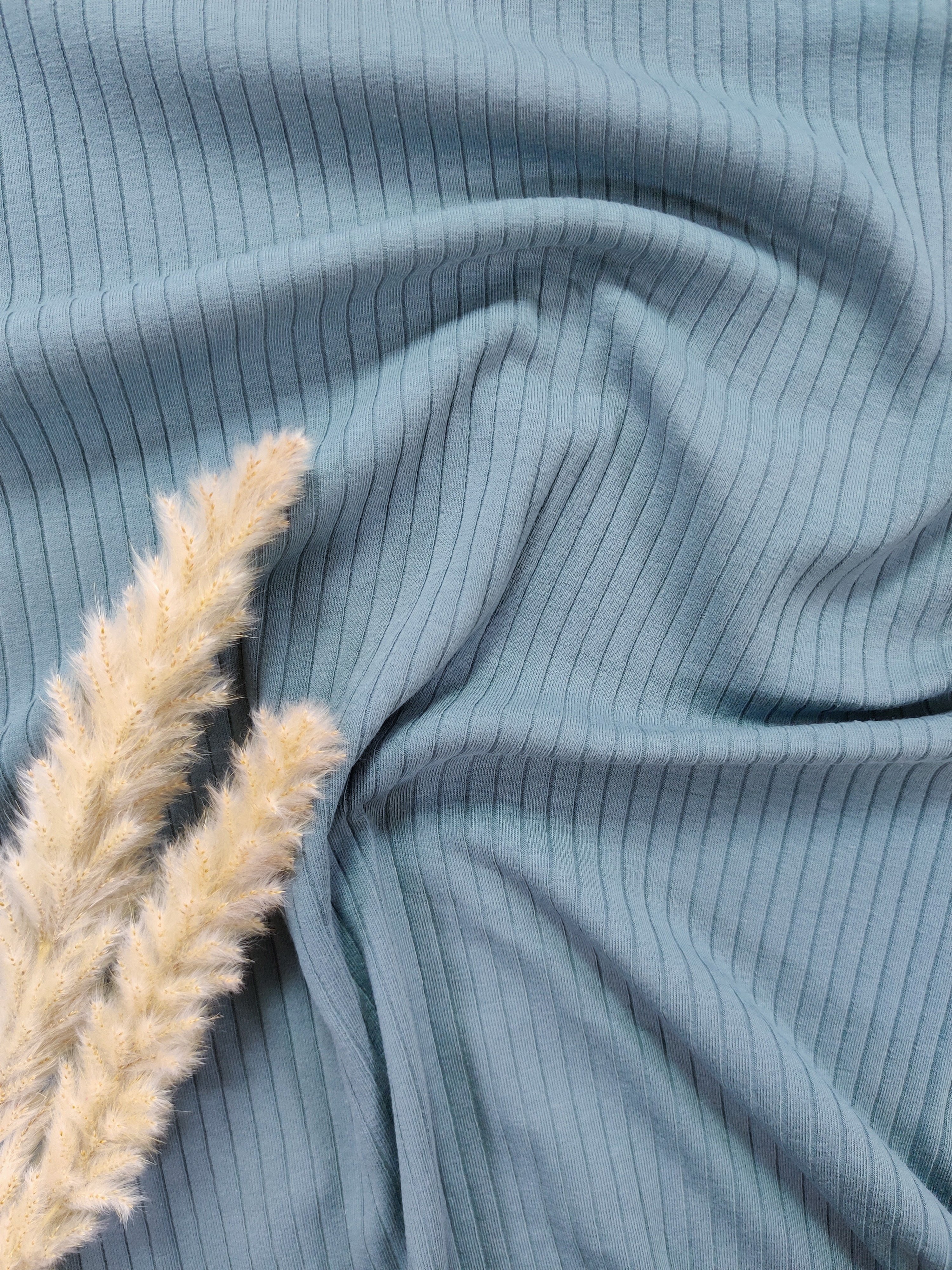 Jersey de coton côtelé - Bleu acier