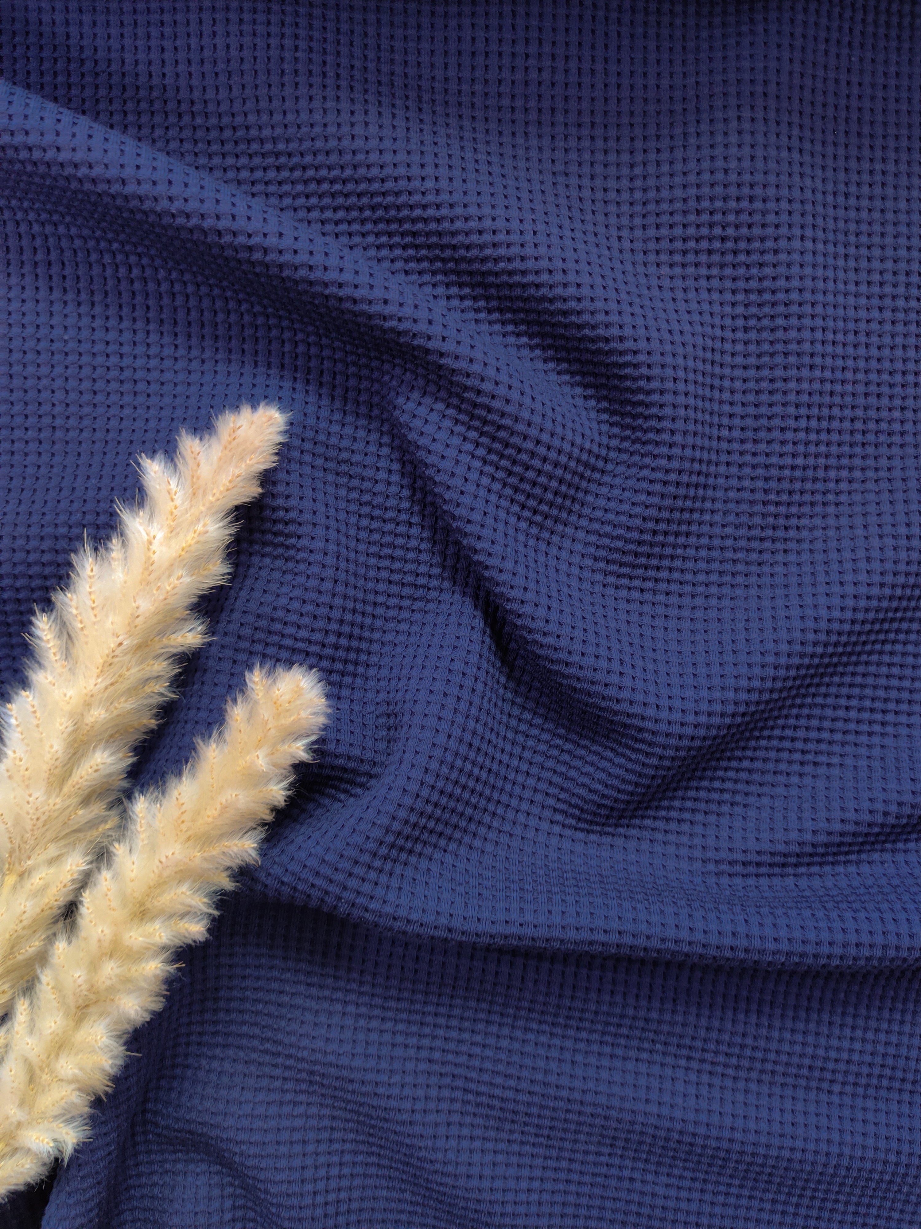 Jersey de coton gaufré BIO - Bleu marine