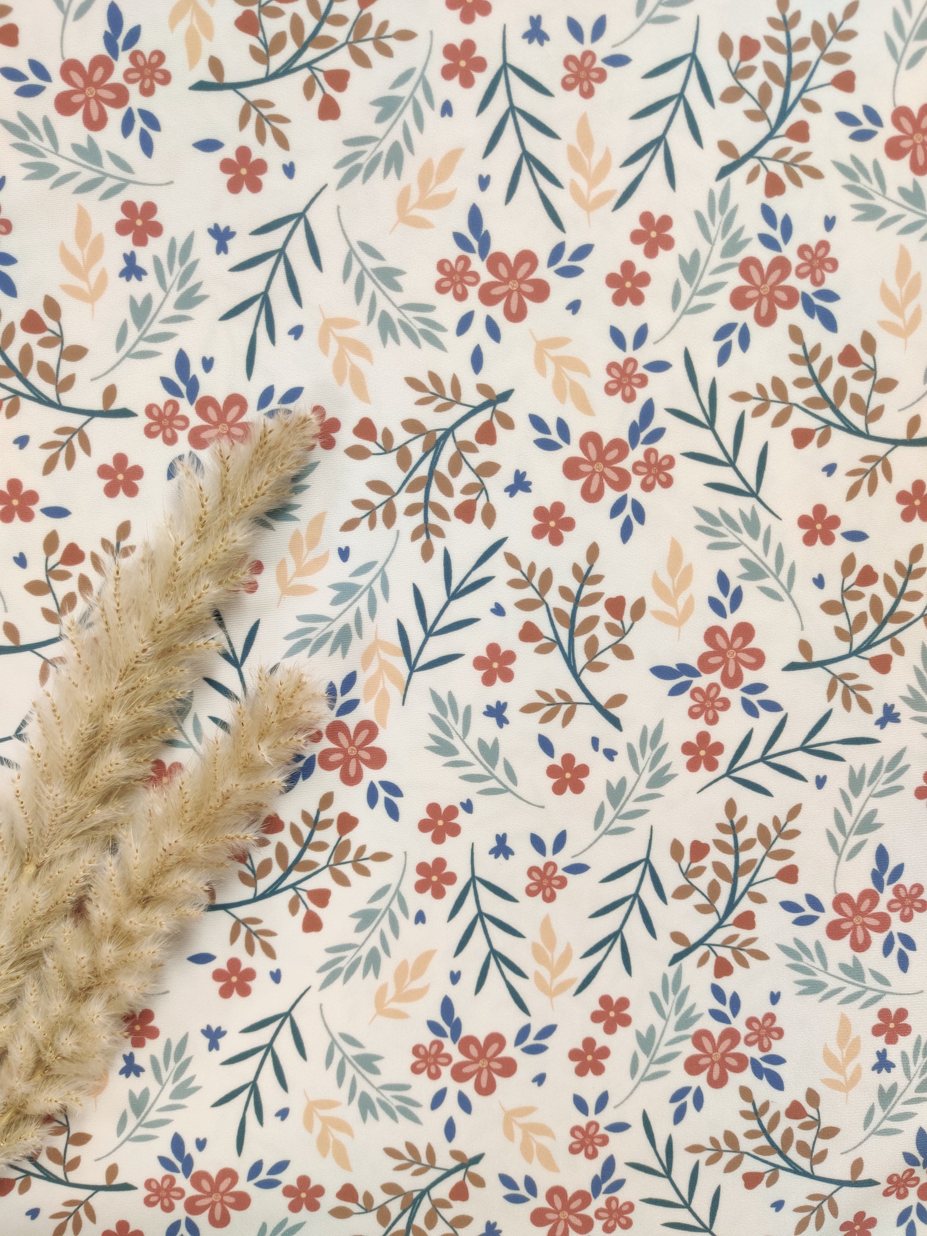 Lycra anti-UV upcyclé écru - Joli fleuri